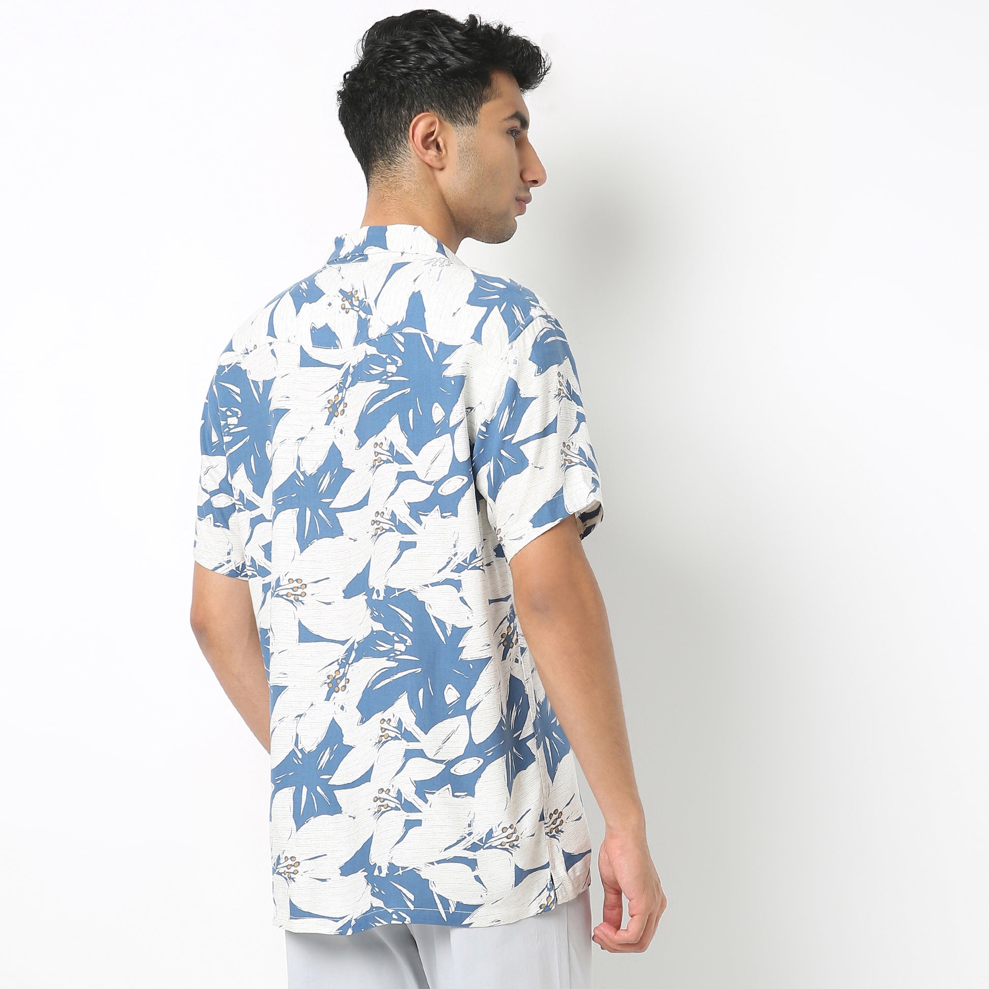 Regular Fit Printed Camp Collar Shirt