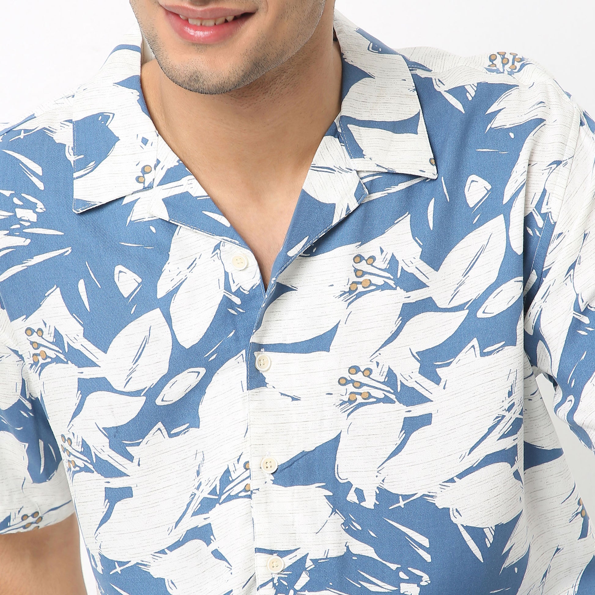 Regular Fit Printed Camp Collar Shirt