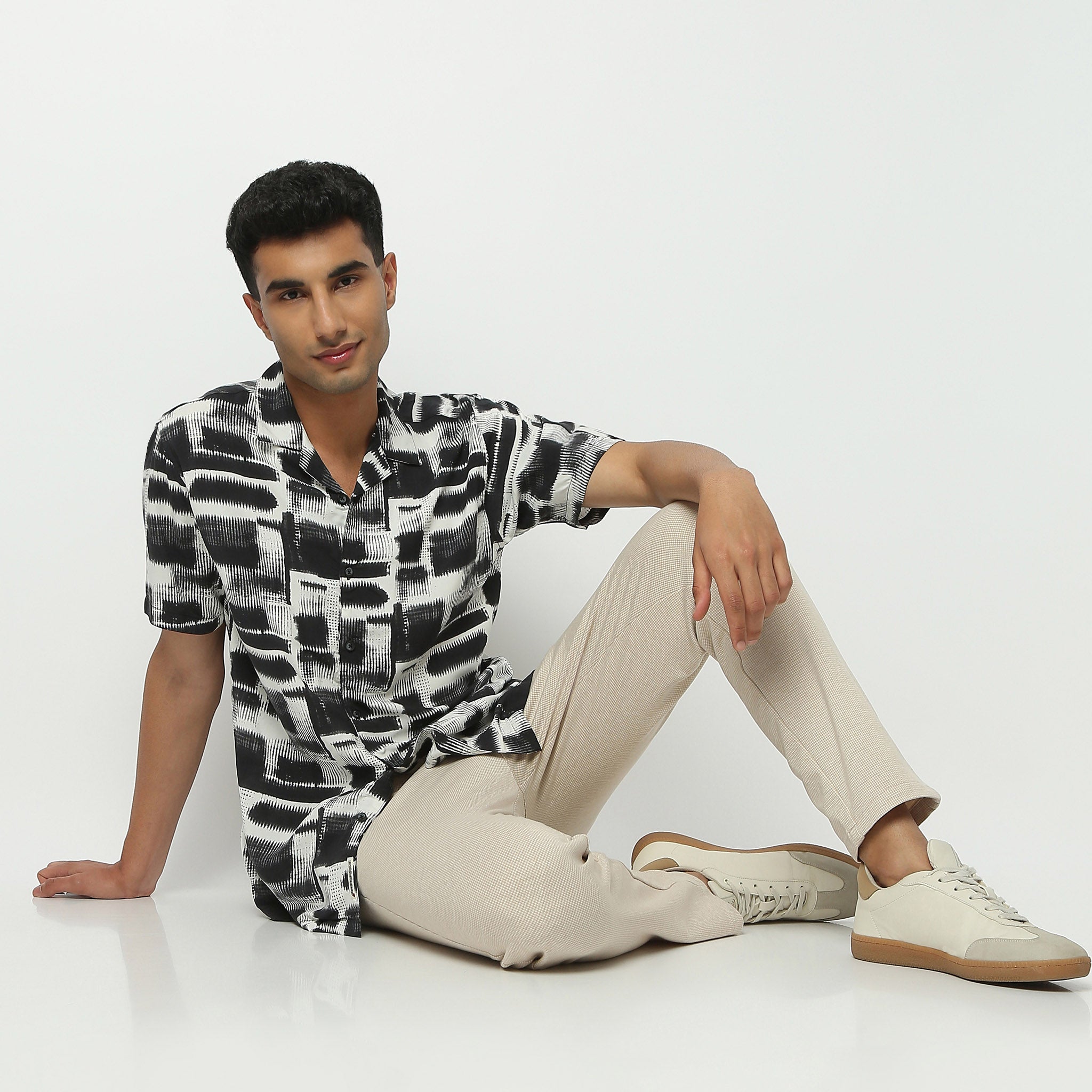 Regular Fit Printed Camp Collar Shirt