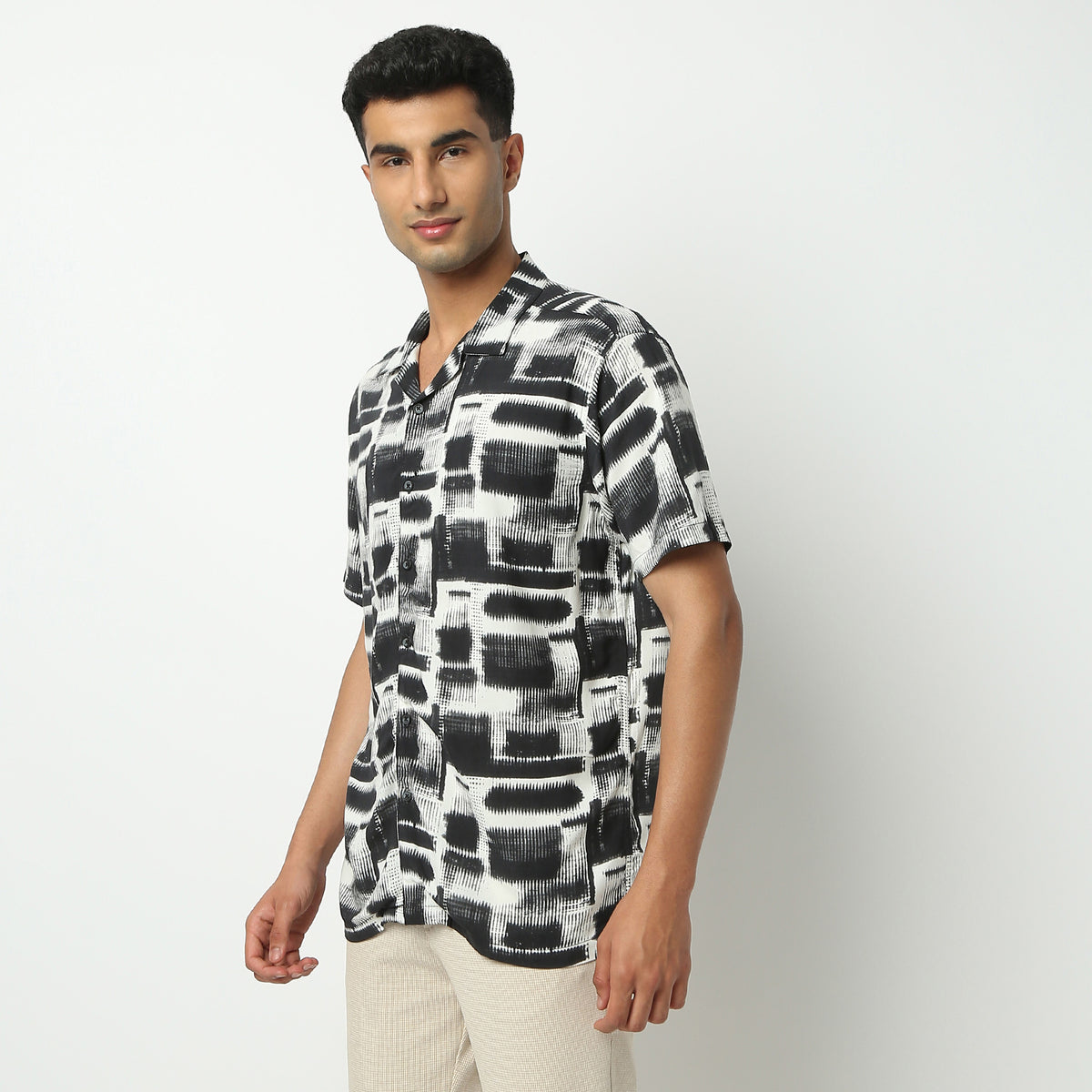 Regular Fit Printed Camp Collar Shirt