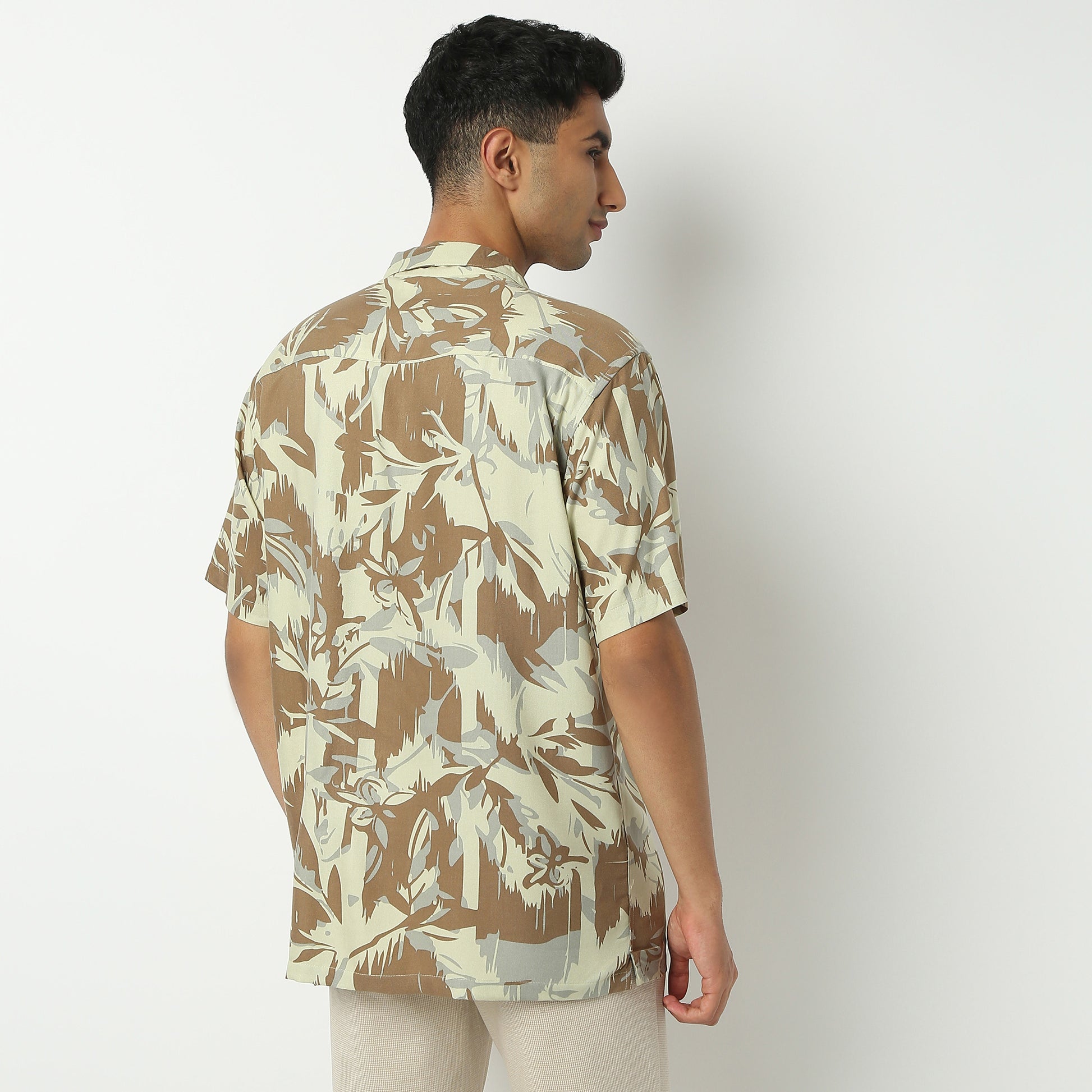 Regular Fit Printed Camp Collar Shirt