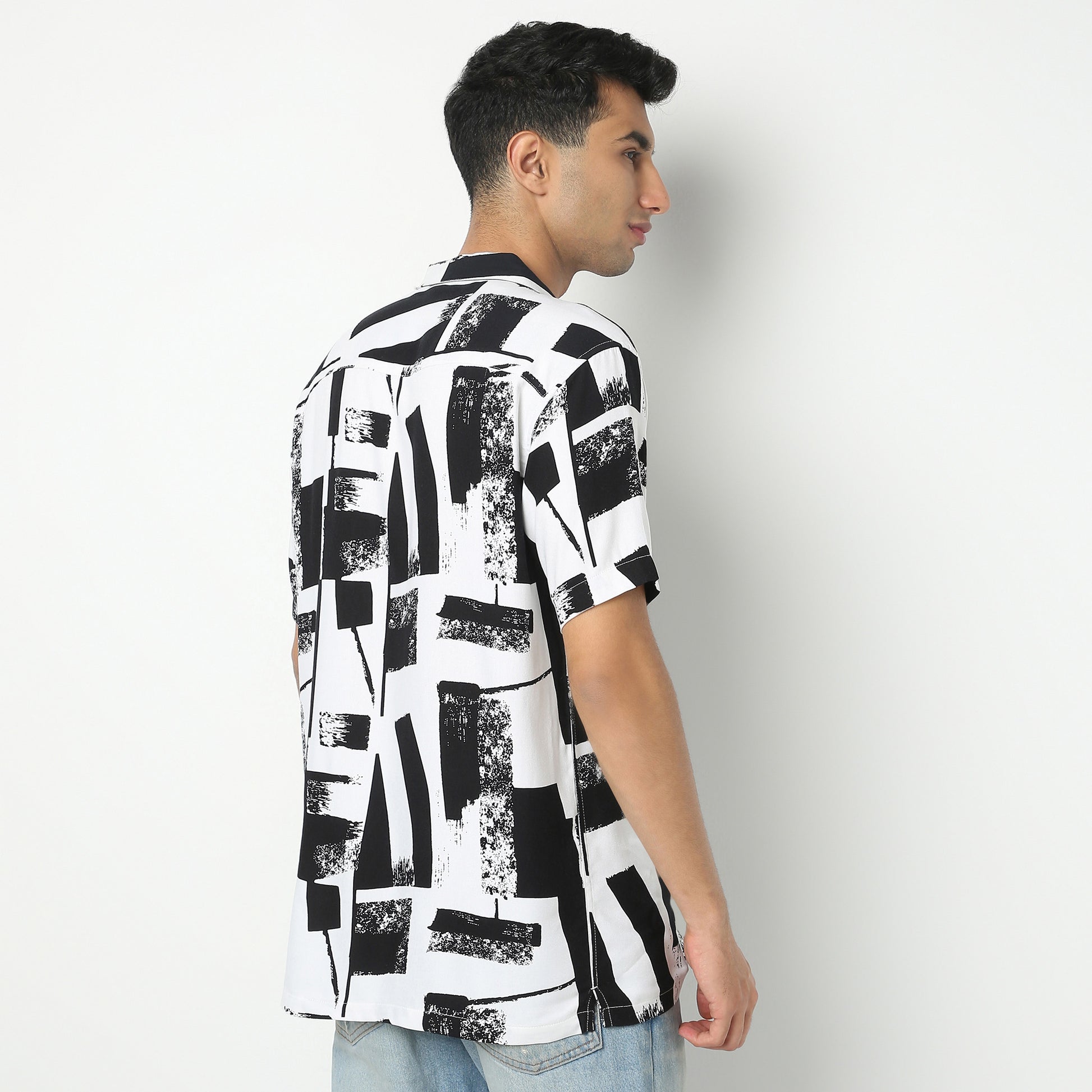 Regular Fit Printed Camp Collar Regular Length Shirt