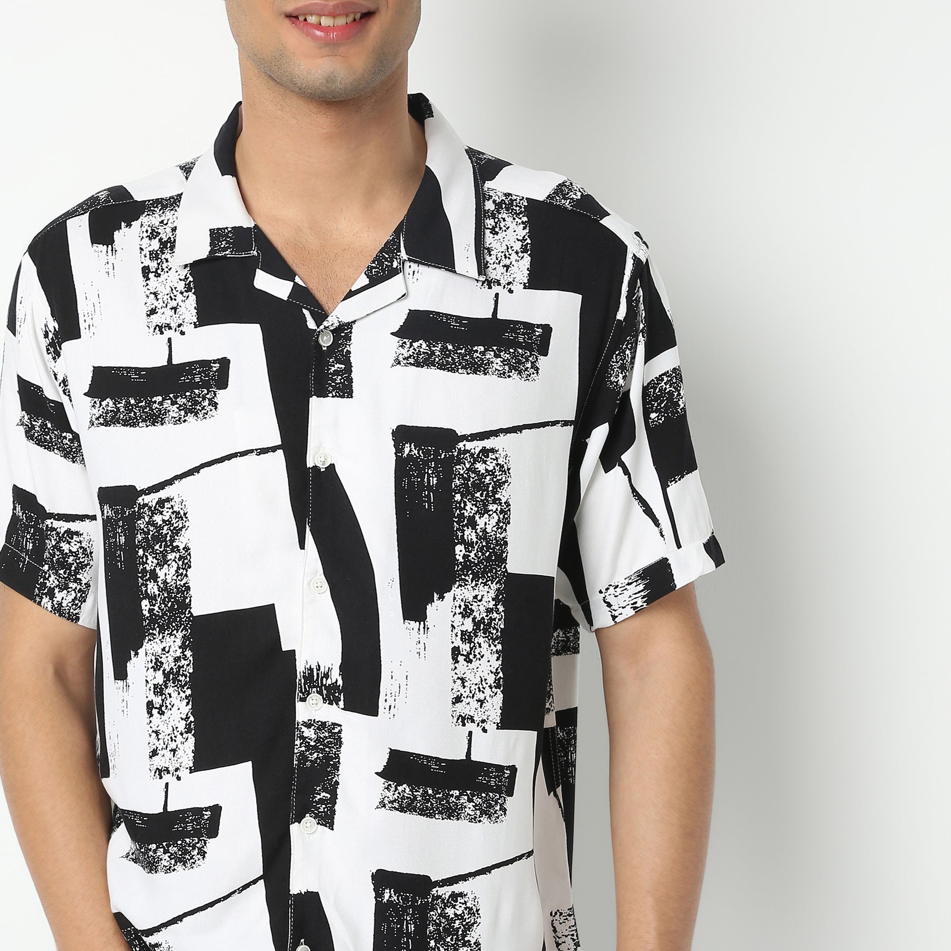 Regular Fit Printed Camp Collar Regular Length Shirt