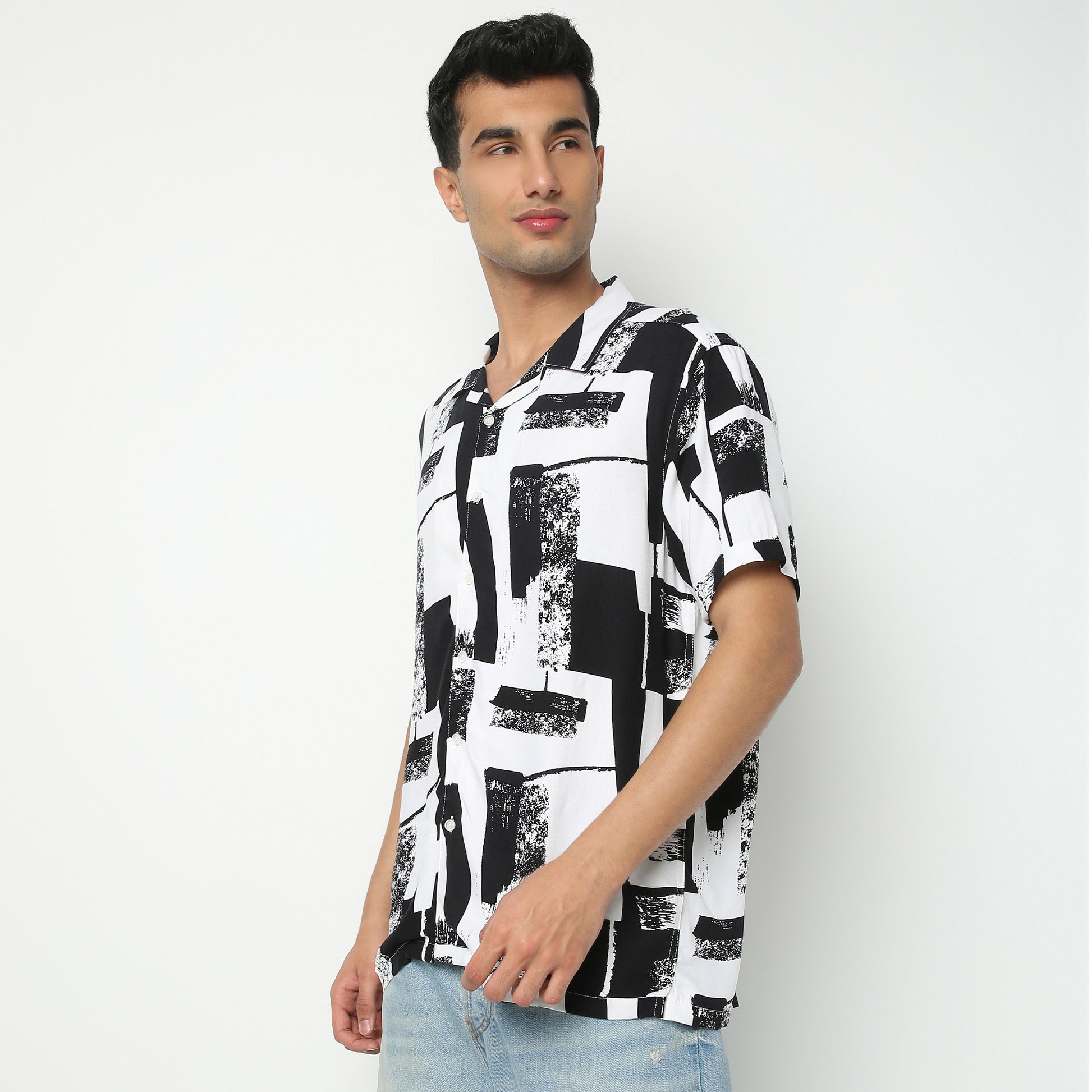 Regular Fit Printed Camp Collar Regular Length Shirt