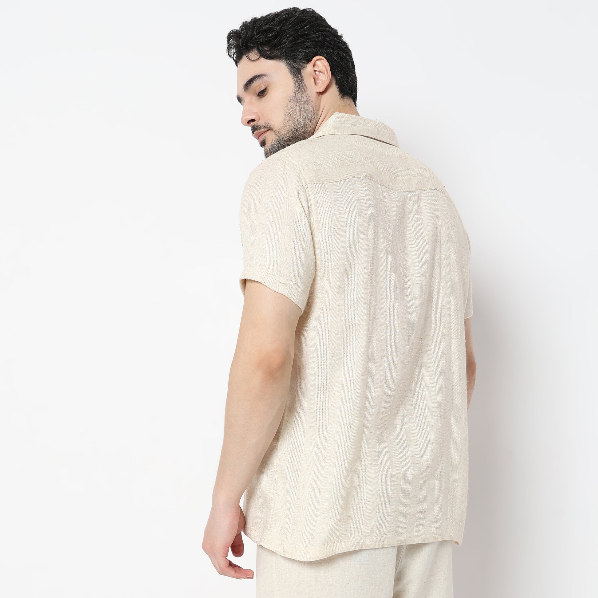 Regular Fit Solid Camp Collar Shirt