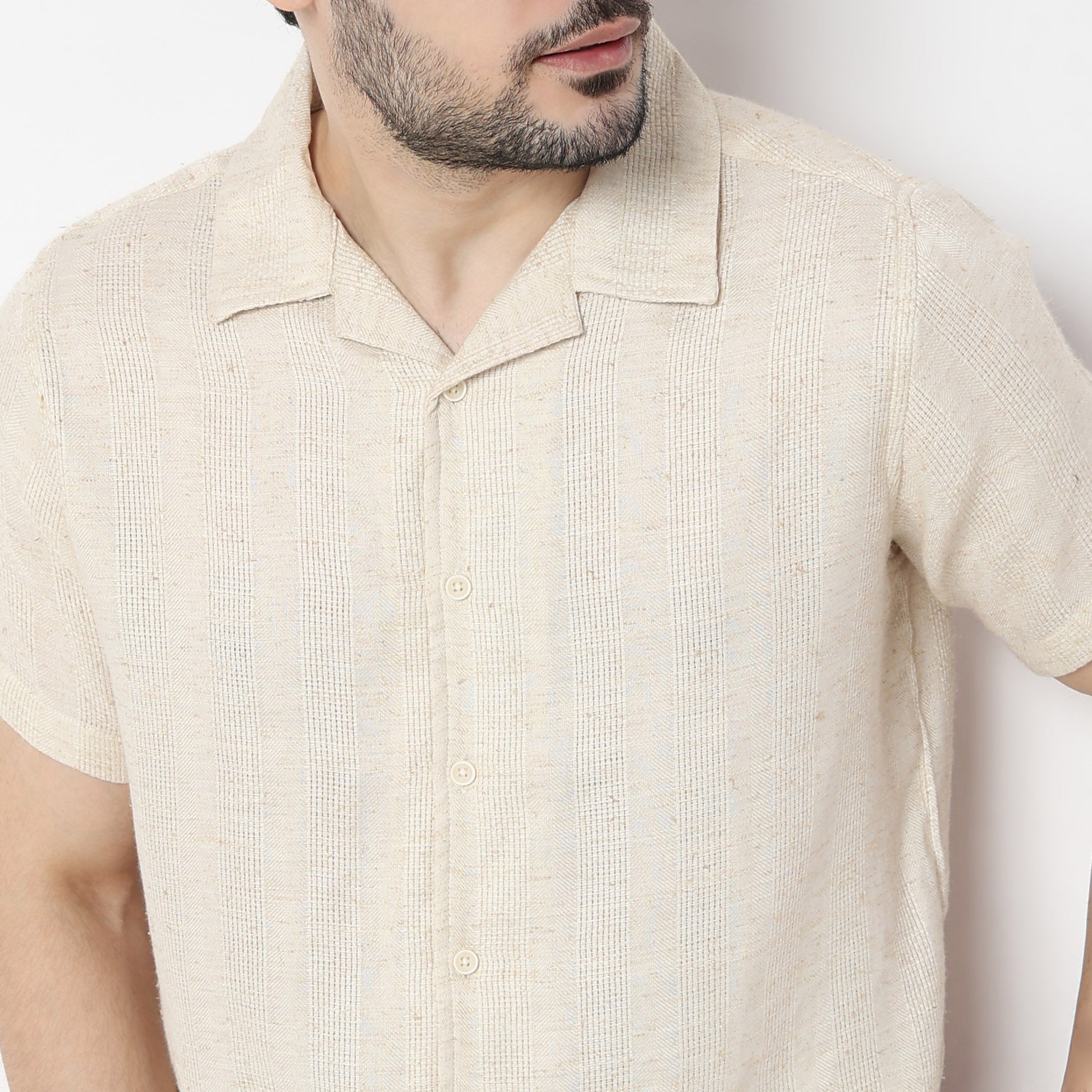 Regular Fit Solid Camp Collar Shirt