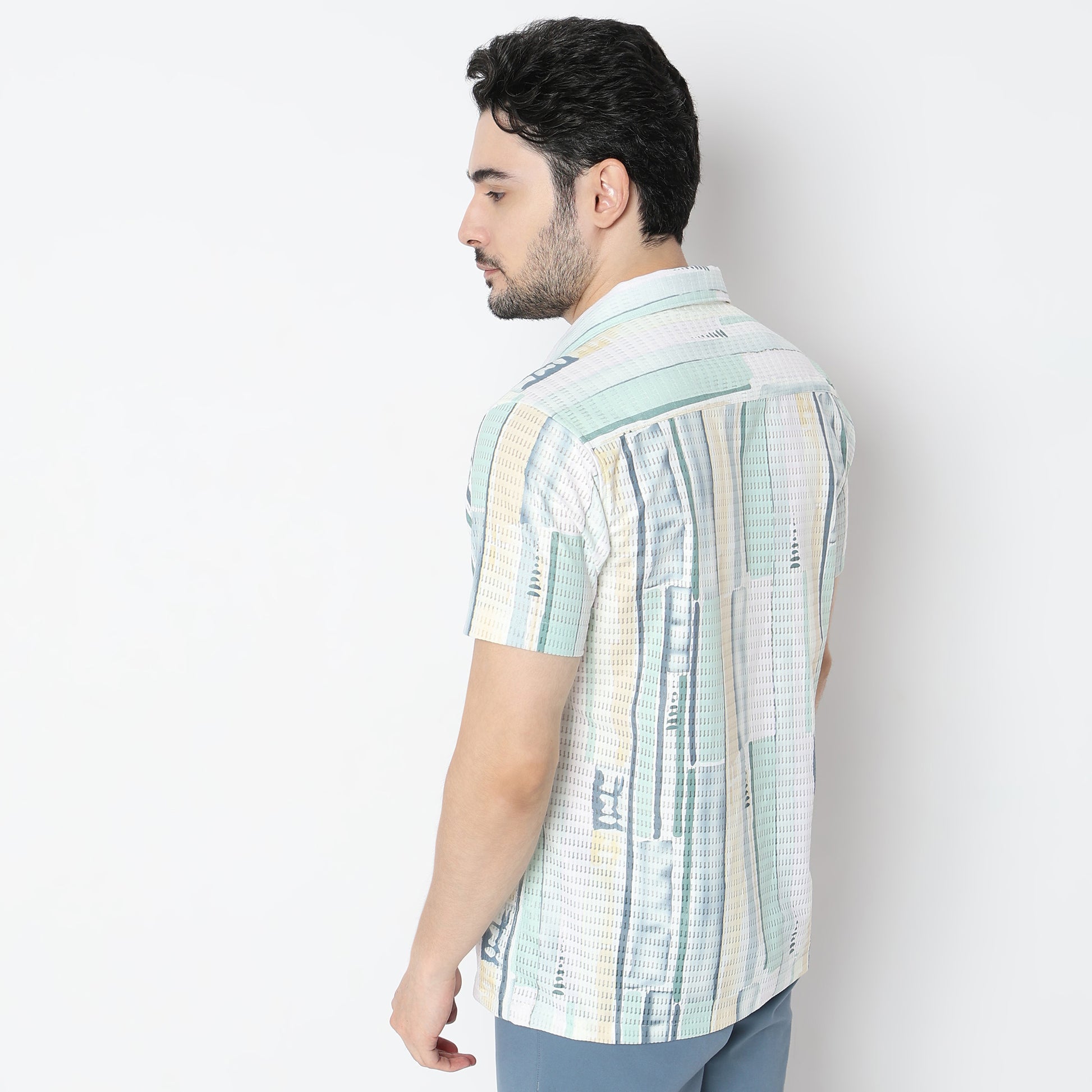 Regular Fit Printed Camp Collar Shirt