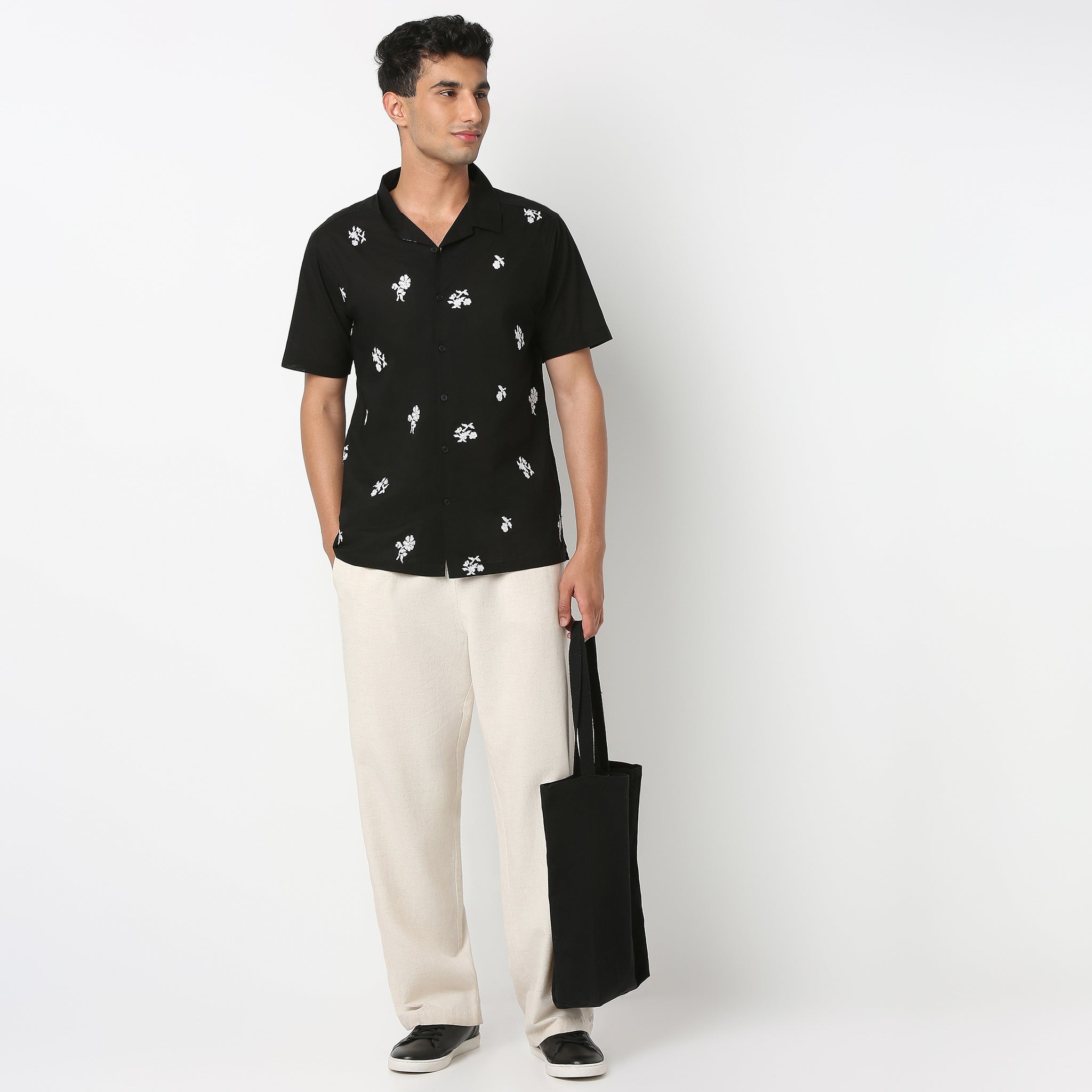 Camp Collar Embroidered Mood Shirt