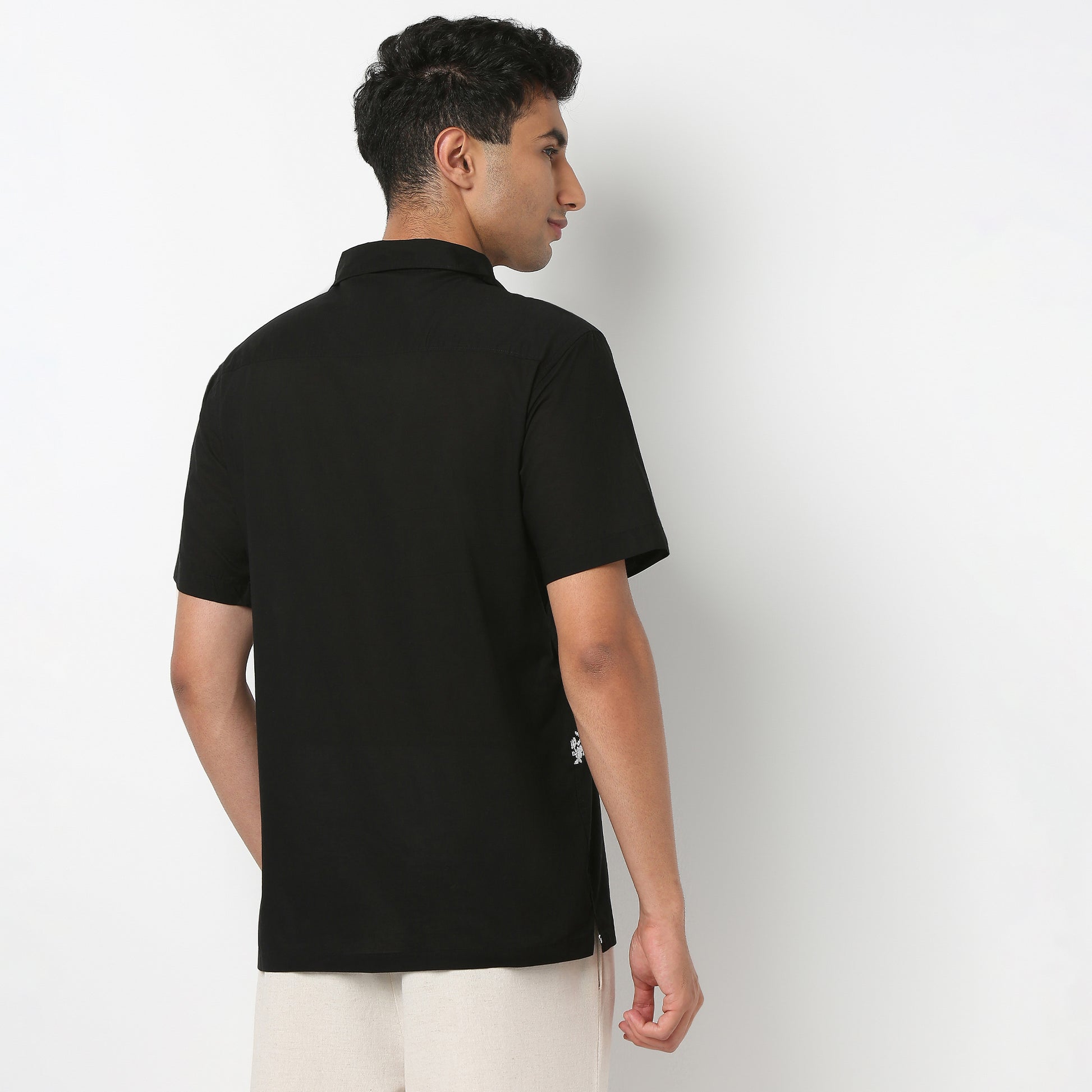 Camp Collar Embroidered Mood Shirt