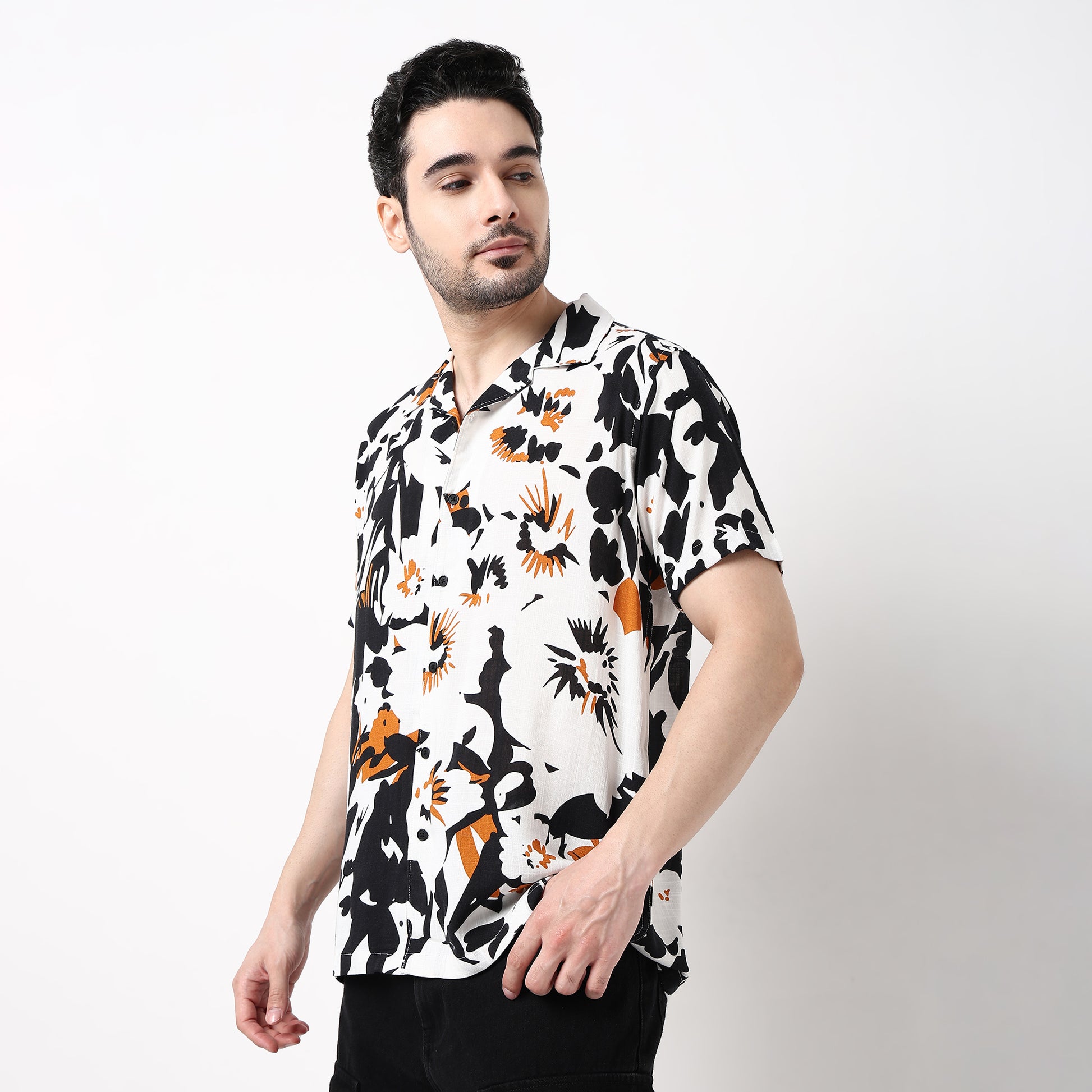 Mens Textured Cuban Shirt