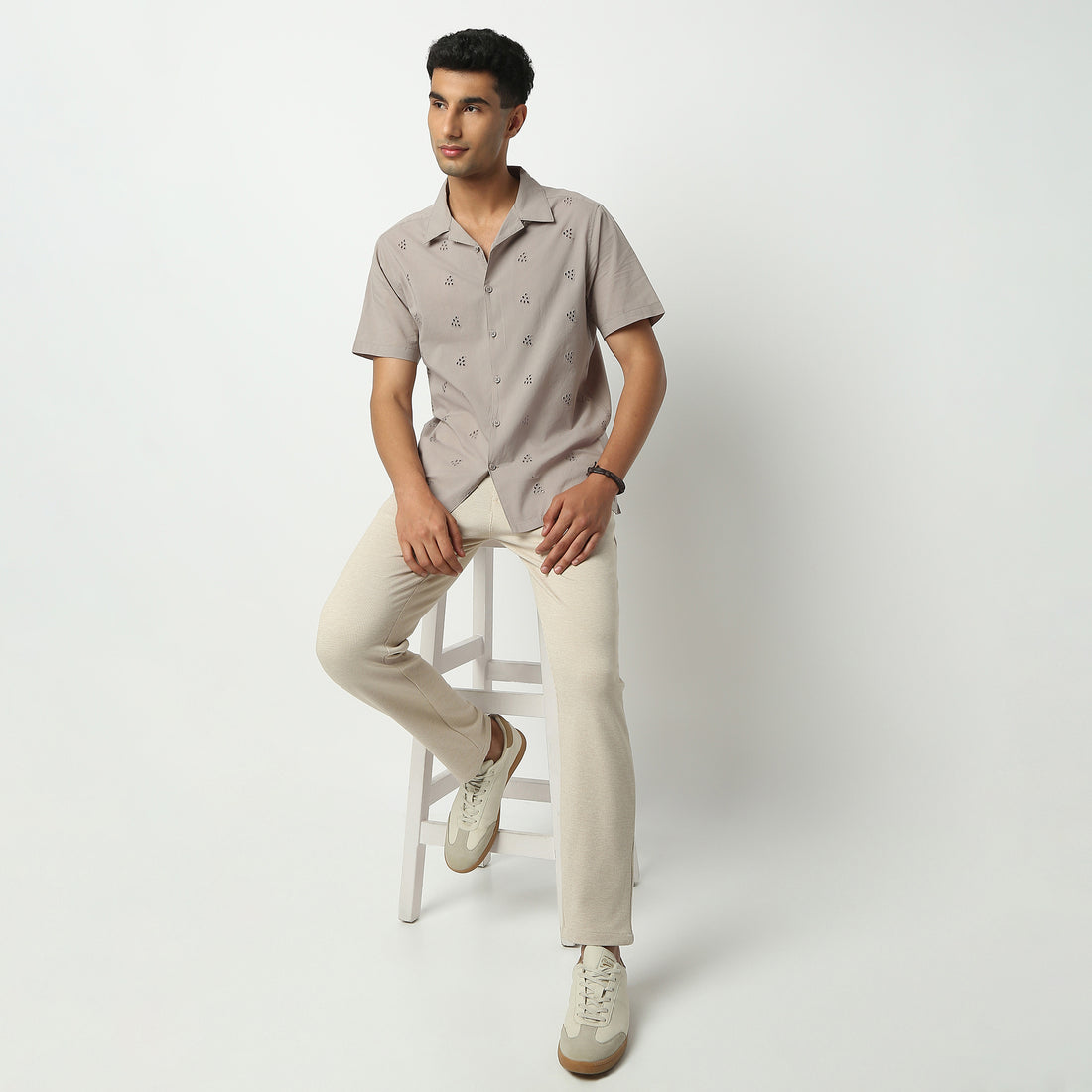 Regular Fit Solid Camp Collar Shirt