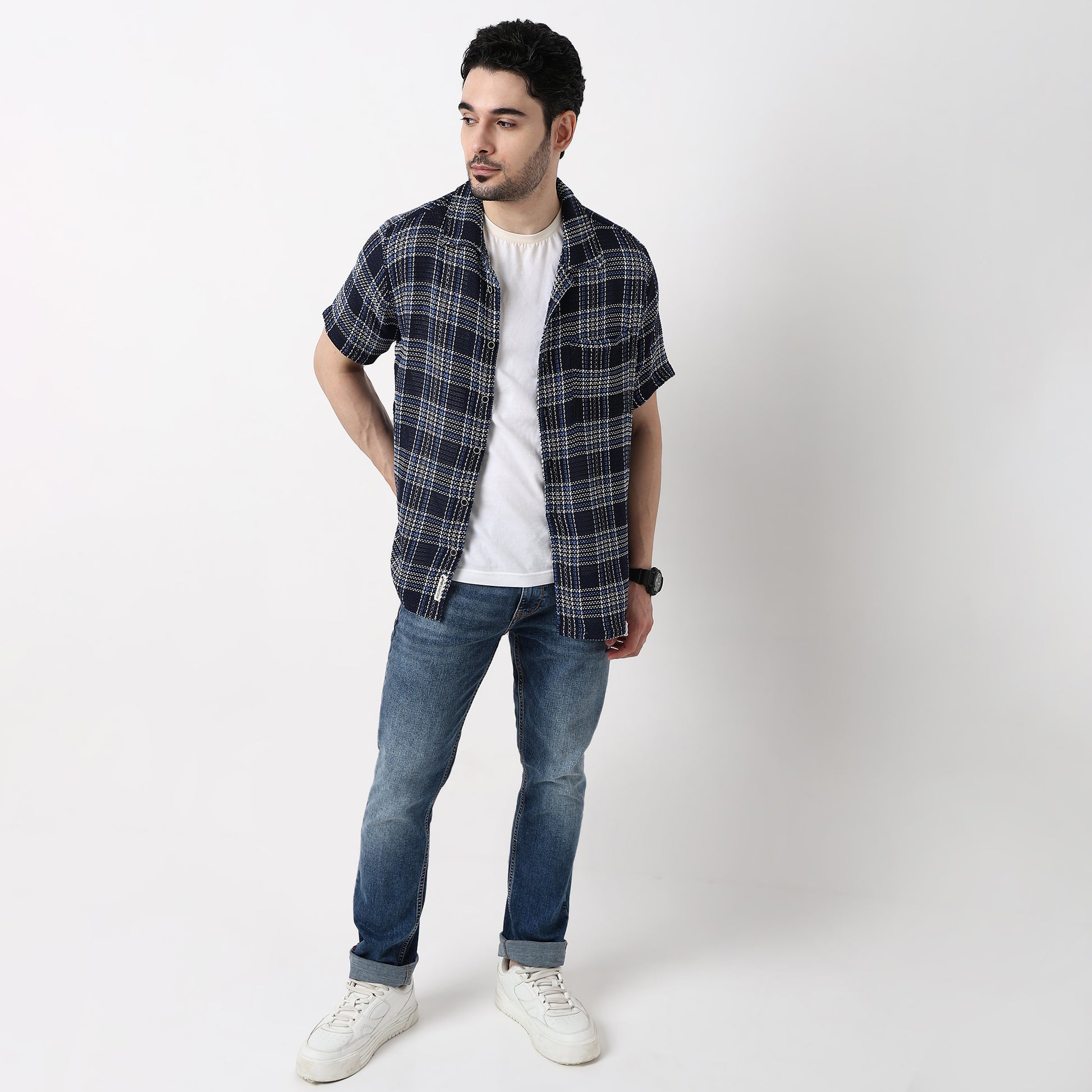 Mens Yarn Dyed Cuban Shirt