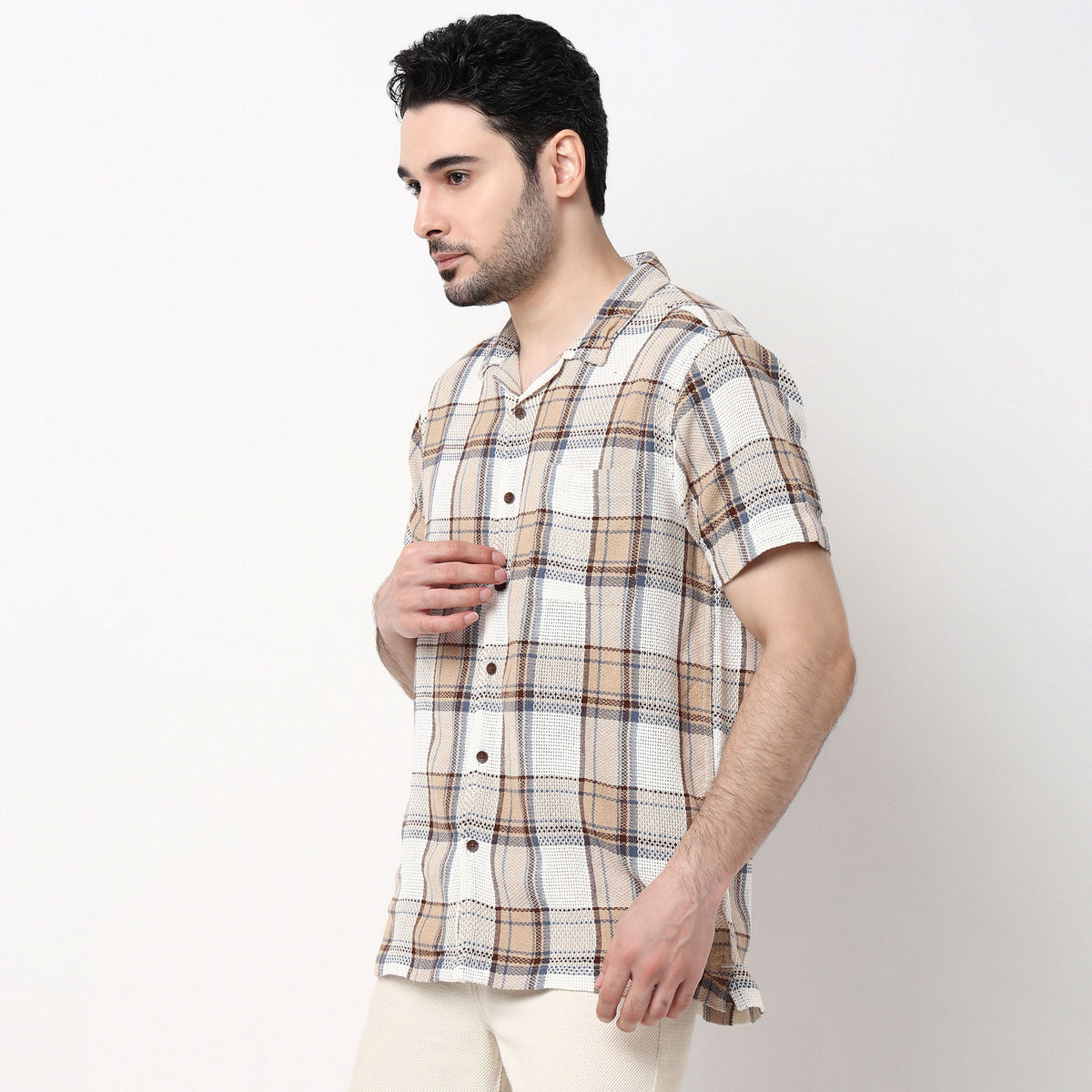 Camp Collar Yarn Dyed Half Sleeve Cuban Shirt