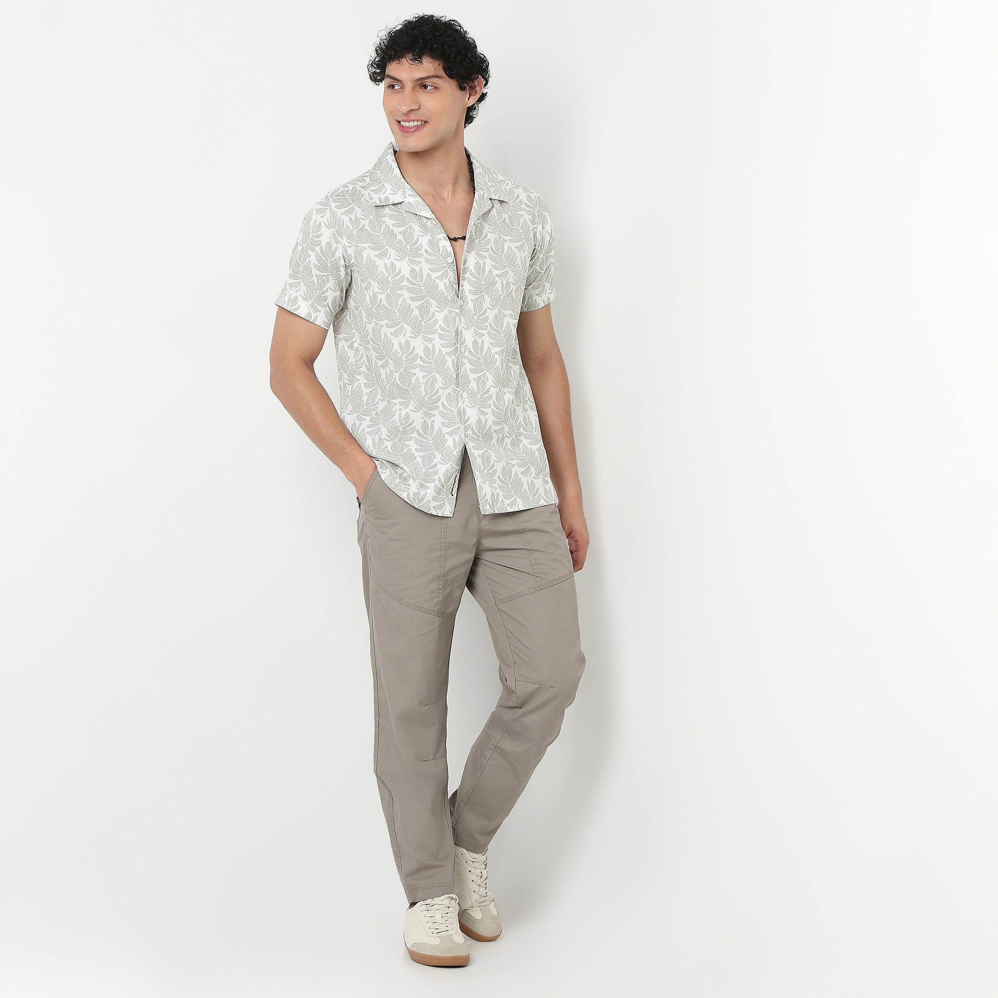Mens Textured Printed Retreat Shirt