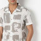 Lininᵉˣ - Linen Enriched Fine Natural Blend Shirts Printed Half Sleeve Camp Collar