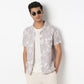 Lininᵉˣ - Linen Enriched Fine Natural Blend Shirts Printed Half Sleeve Camp Collar