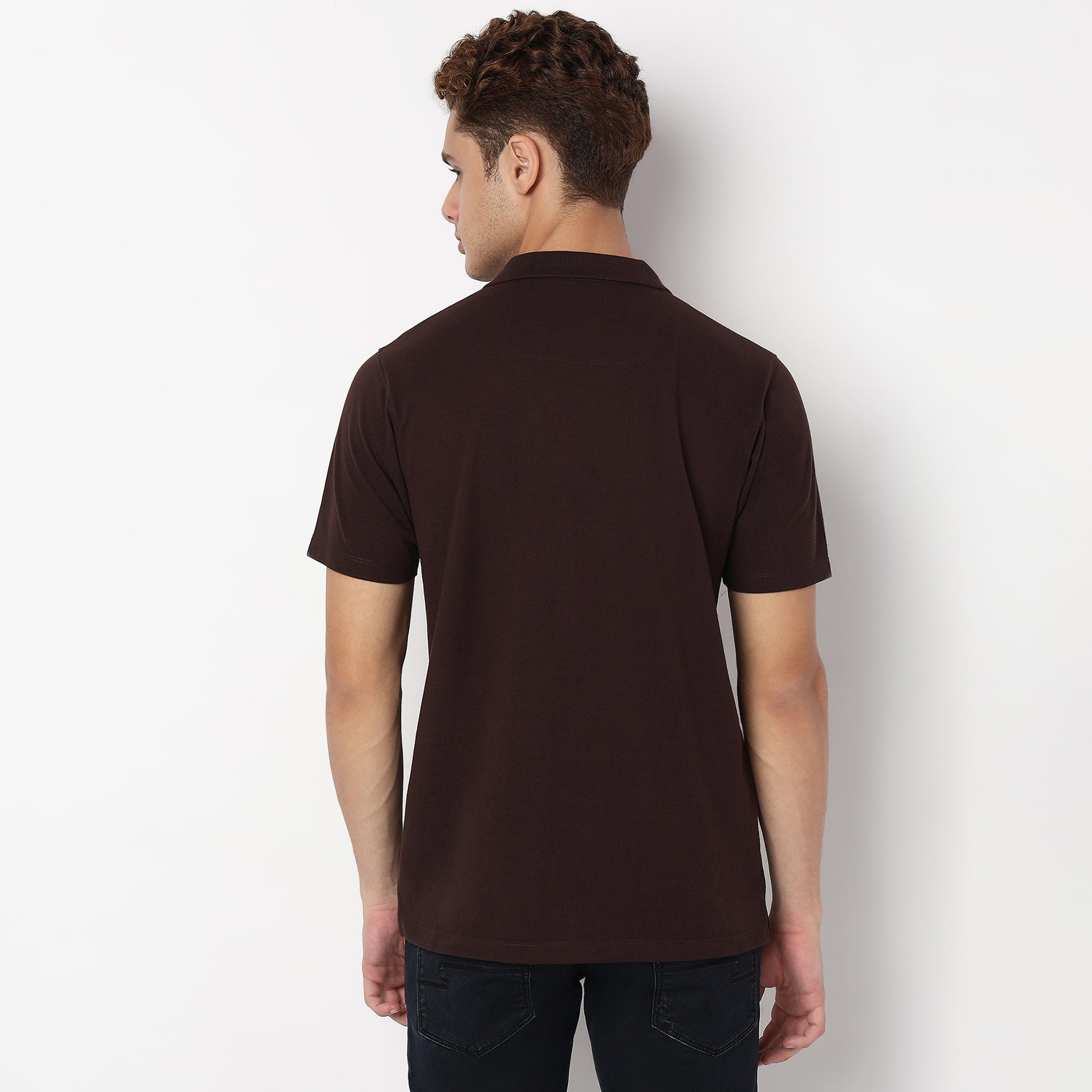 Knitted Striped Camp Collar Half Sleeve Shirt