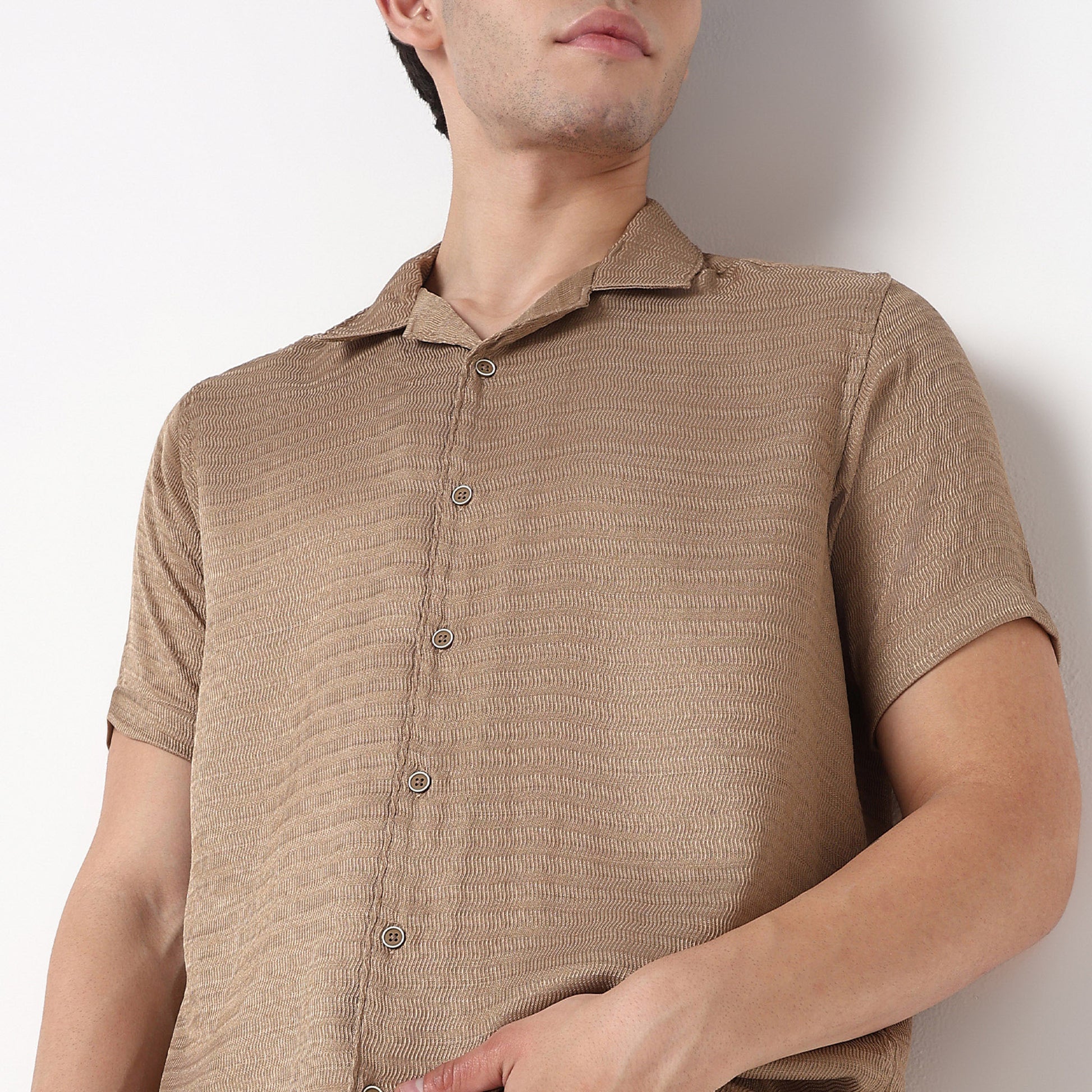 Cotton Solid Cuban Shirt