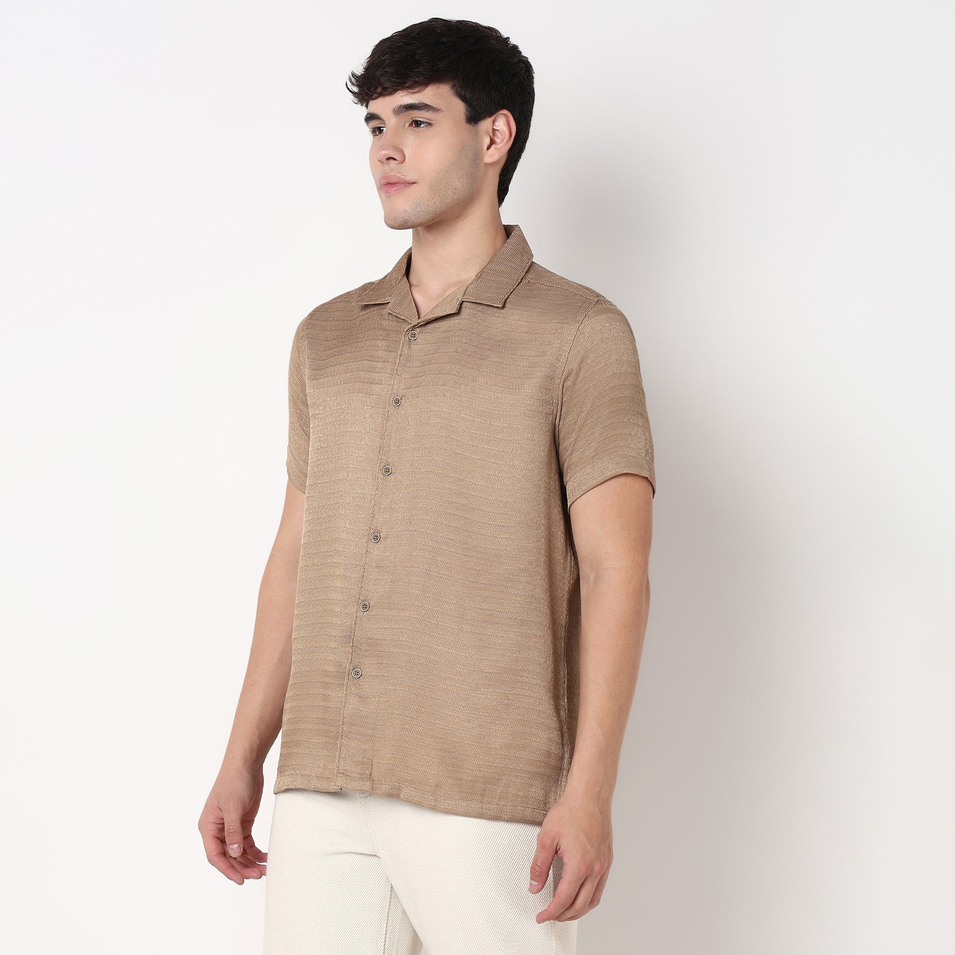 Cotton Solid Cuban Shirt