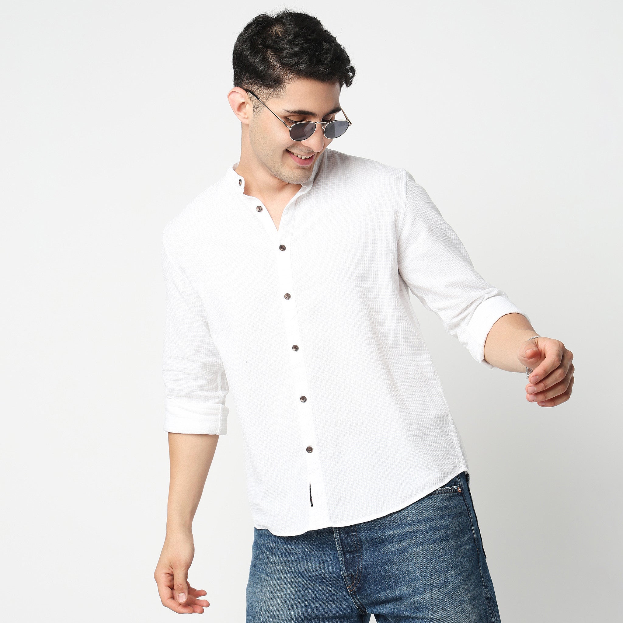 Cotton Textured Cuban Shirt 