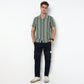 Striped Camp Collar Cuban Half Sleeve Shirt