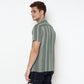 Striped Camp Collar Cuban Half Sleeve Shirt
