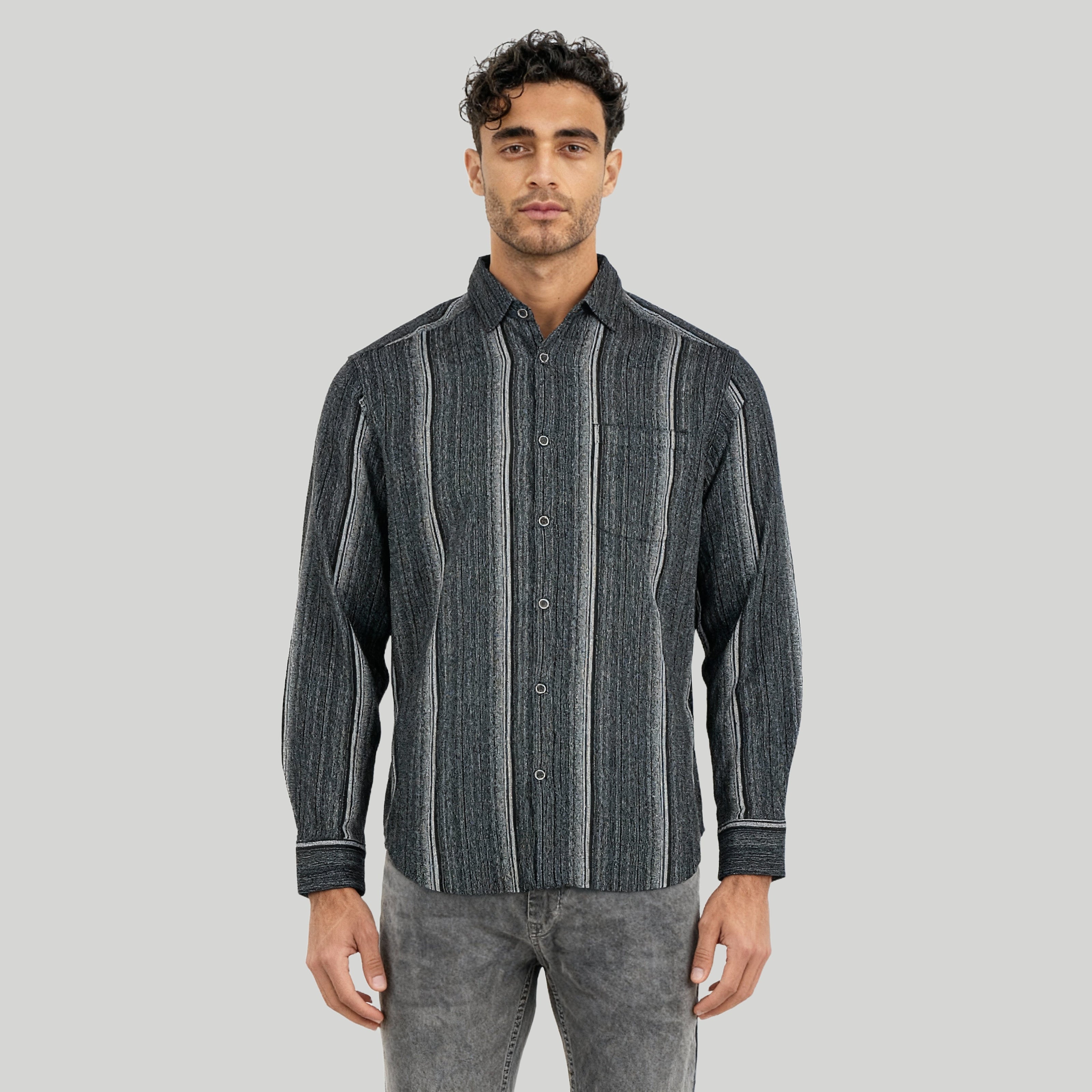 Cotton Striped Cuban Shirt