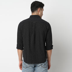 Cotton Striped Cuban Shirt 