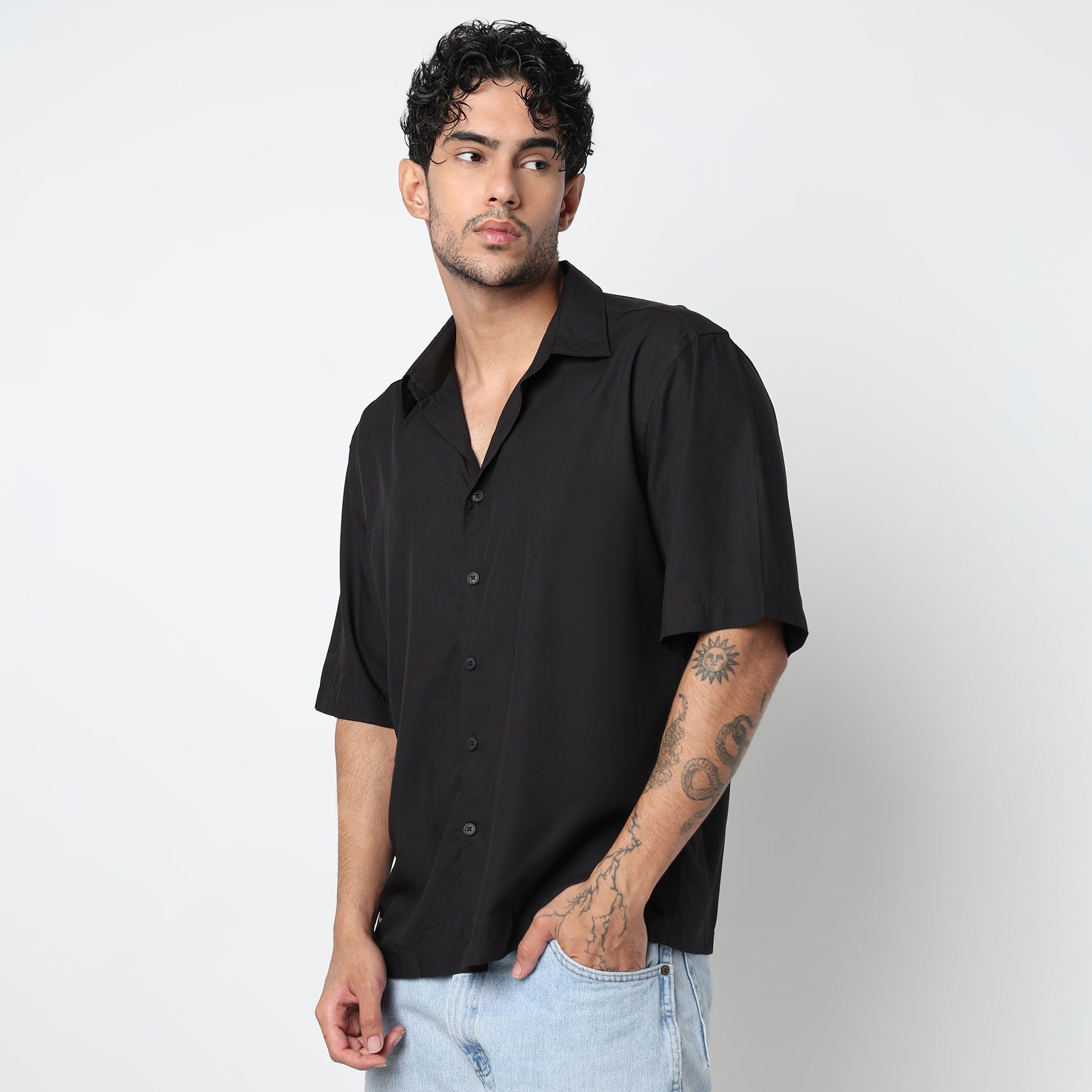 Cotton Solid Cuban Shirt