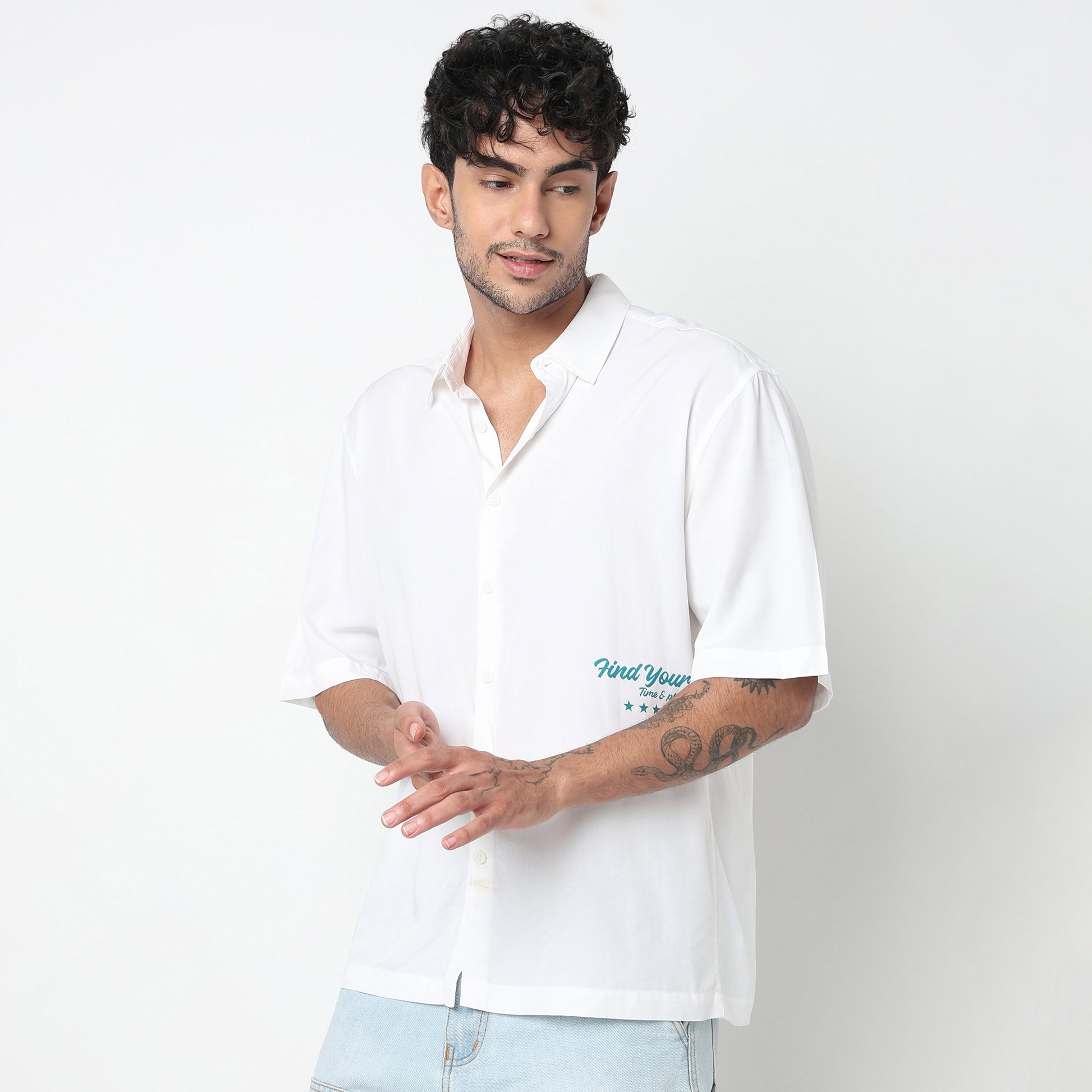 Cotton Solid Cuban Shirt