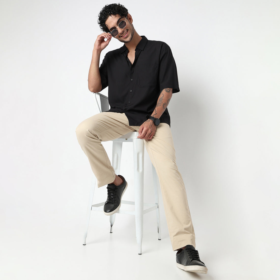 Cotton Solid Cuban Shirt