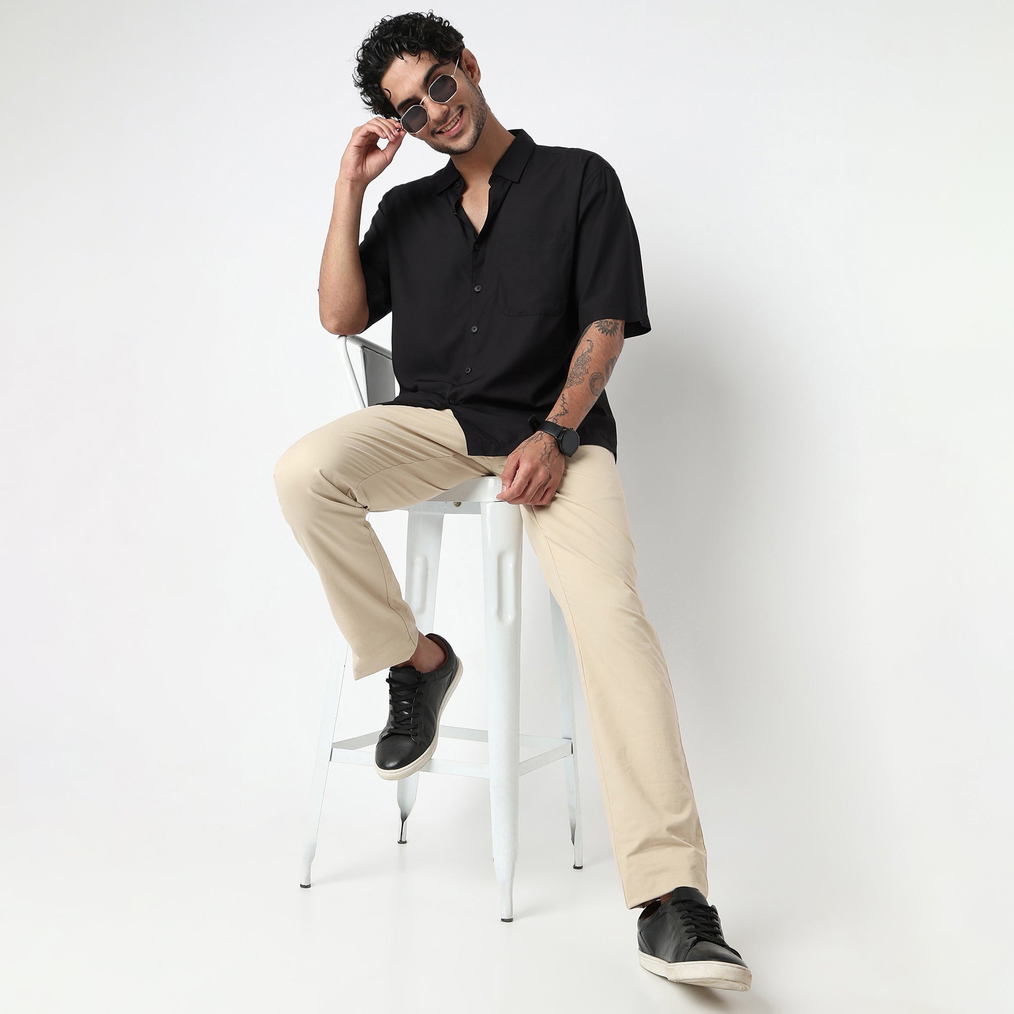 Cotton Solid Cuban Shirt