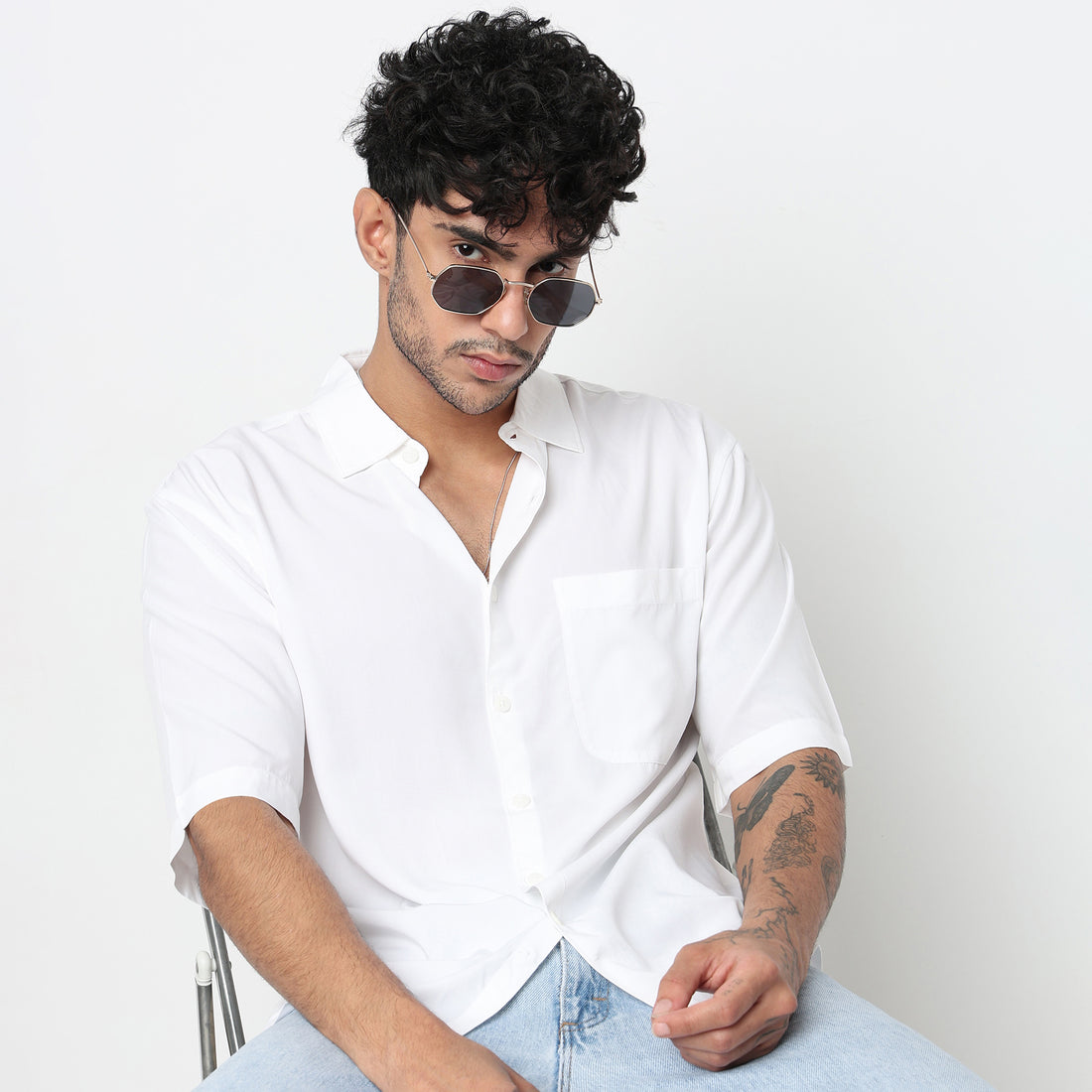 Cotton Solid Cuban Shirt