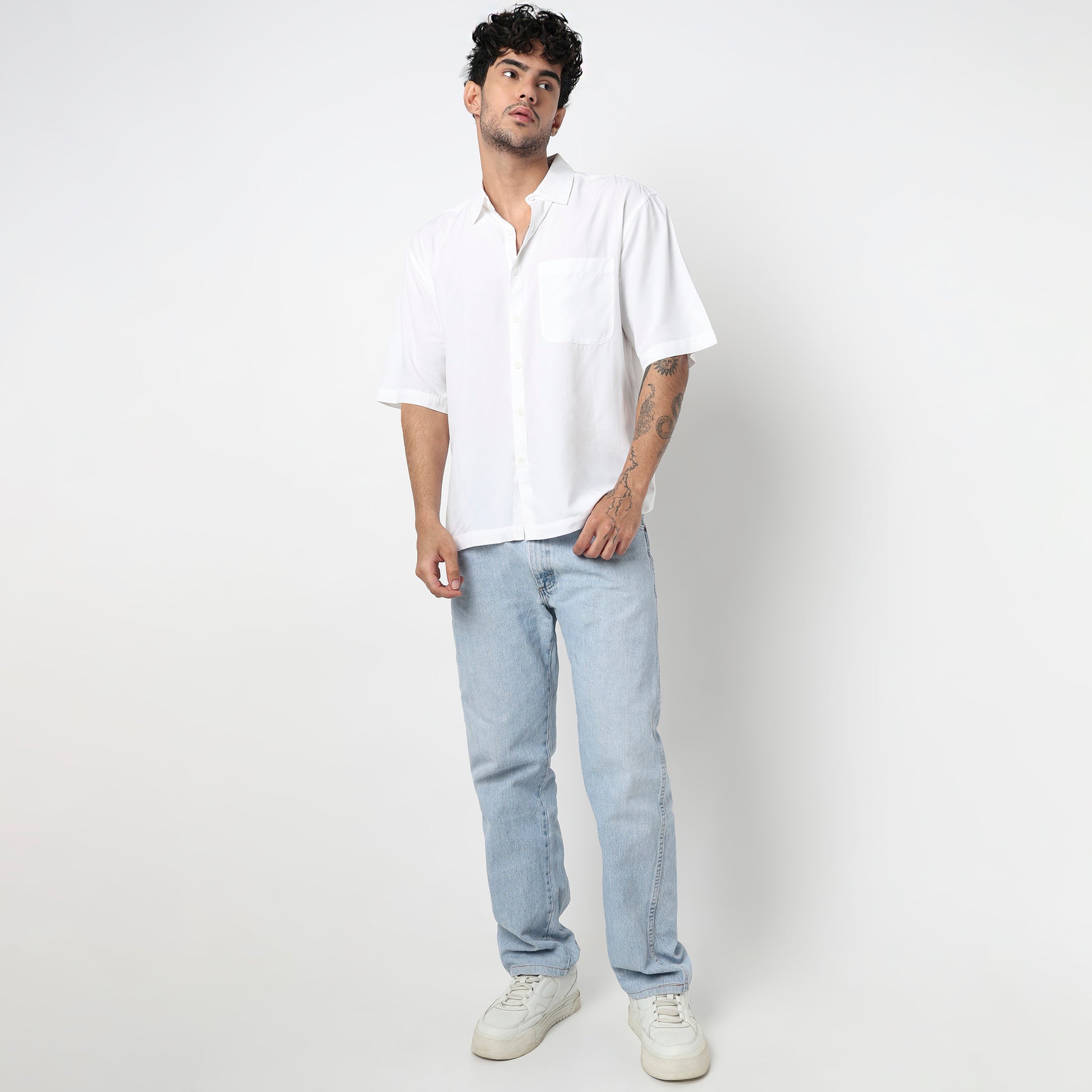 Cotton Solid Cuban Shirt