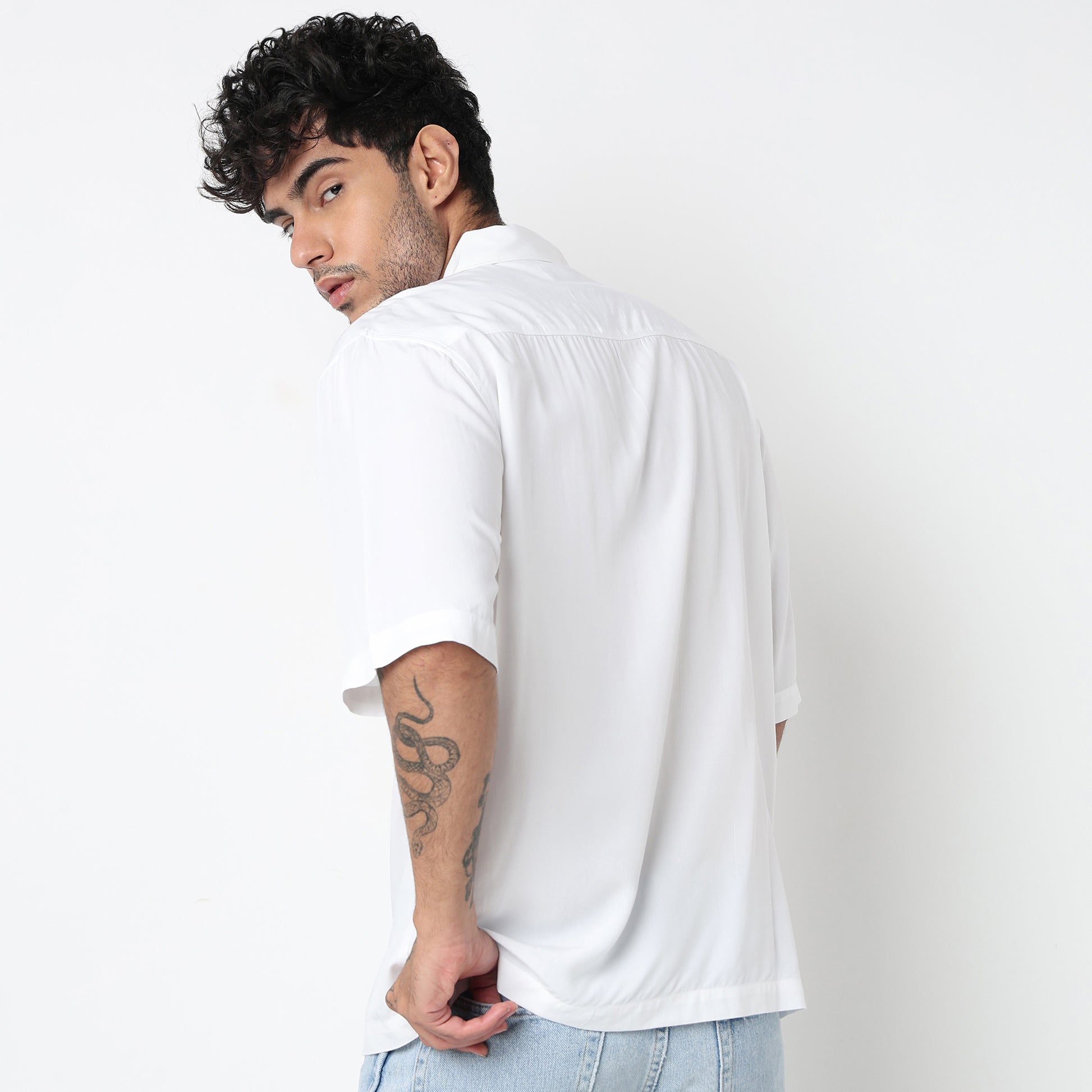 Cotton Solid Cuban Shirt