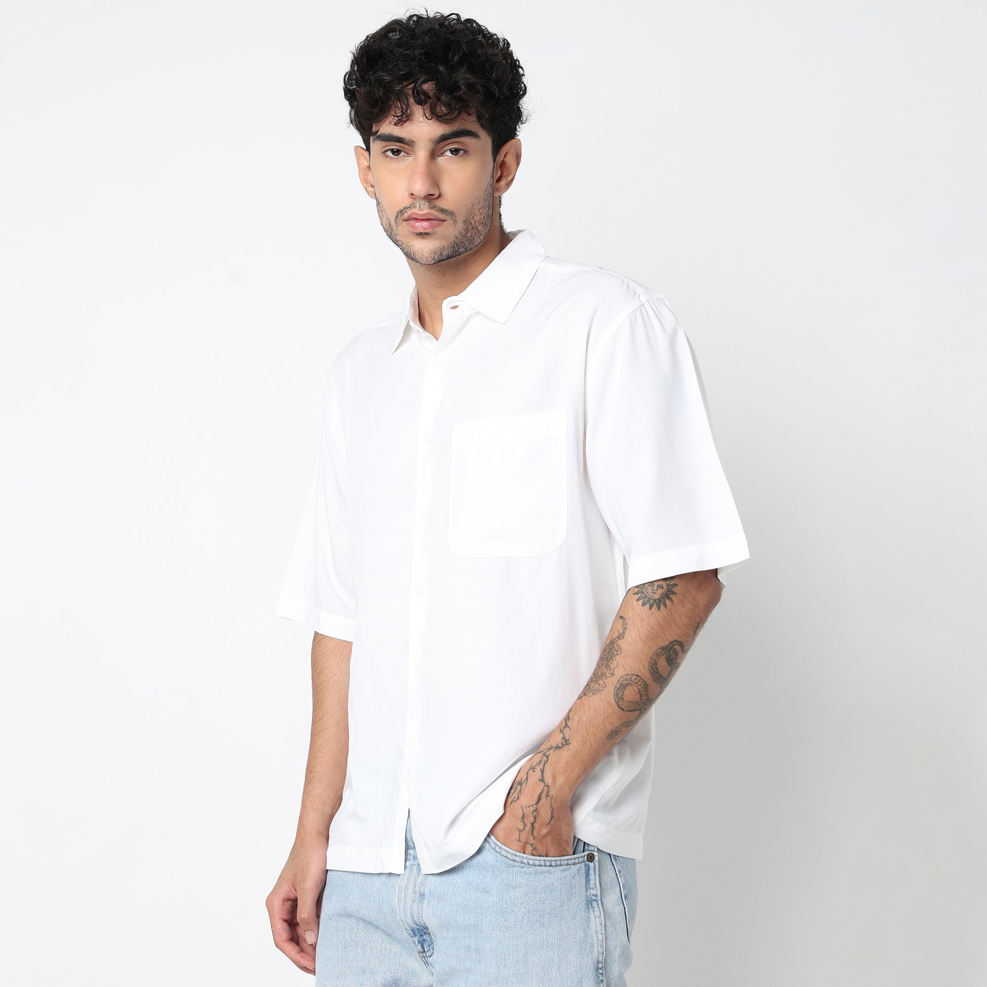 Cotton Solid Cuban Shirt