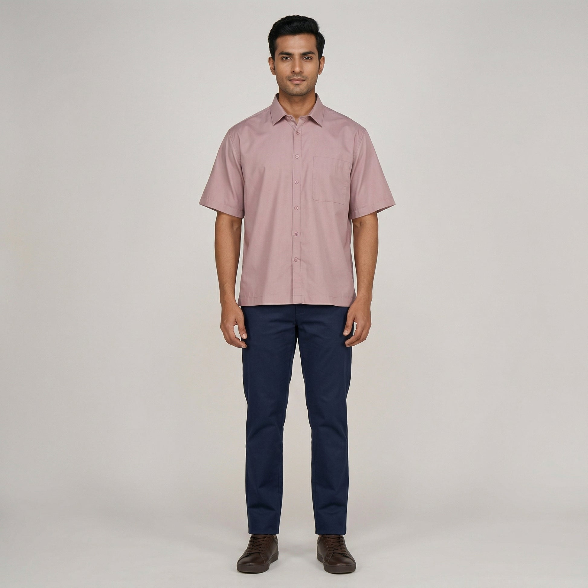 Half Sleeve Solid Cuban Shirt