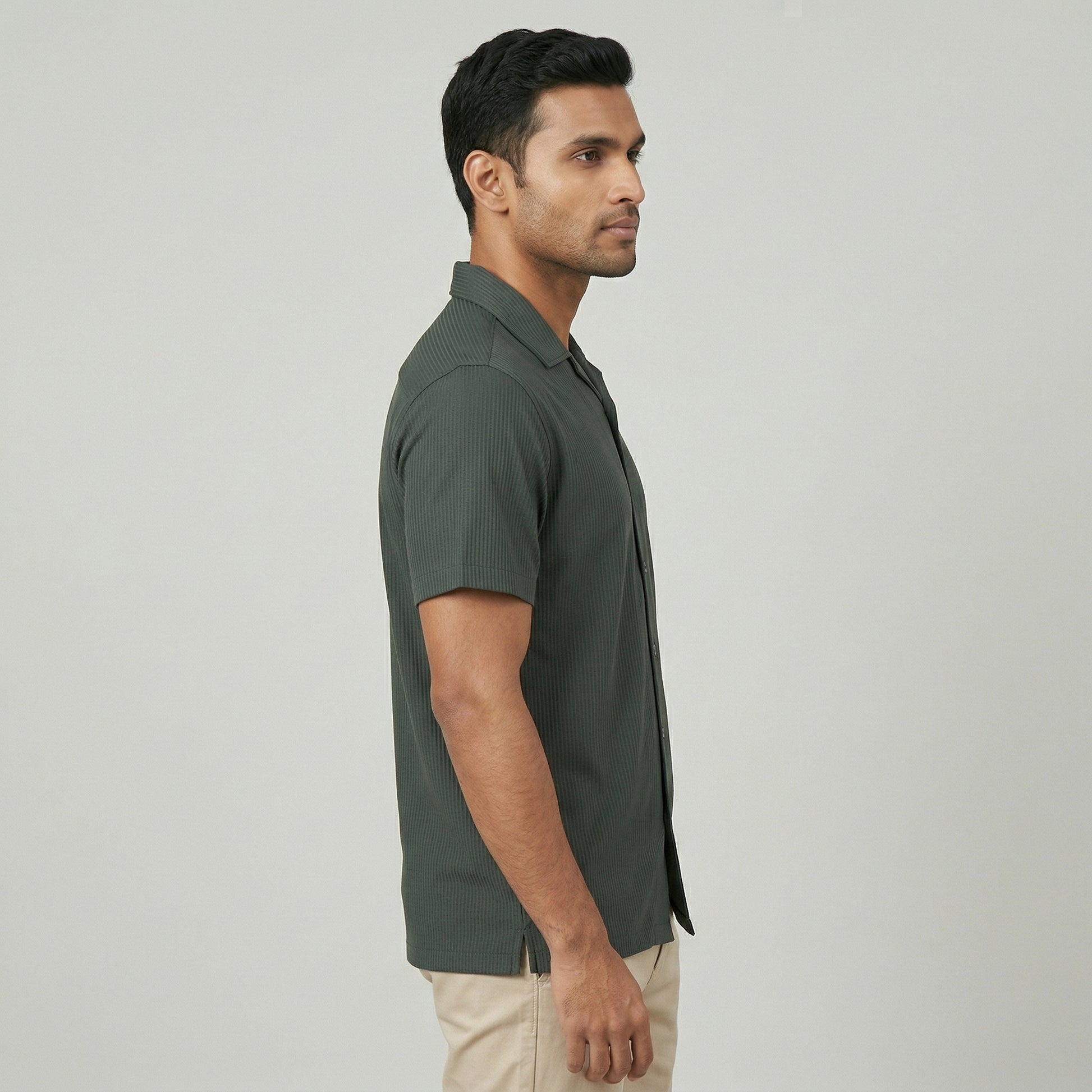 Half Sleeve Solid Cuban Shirt