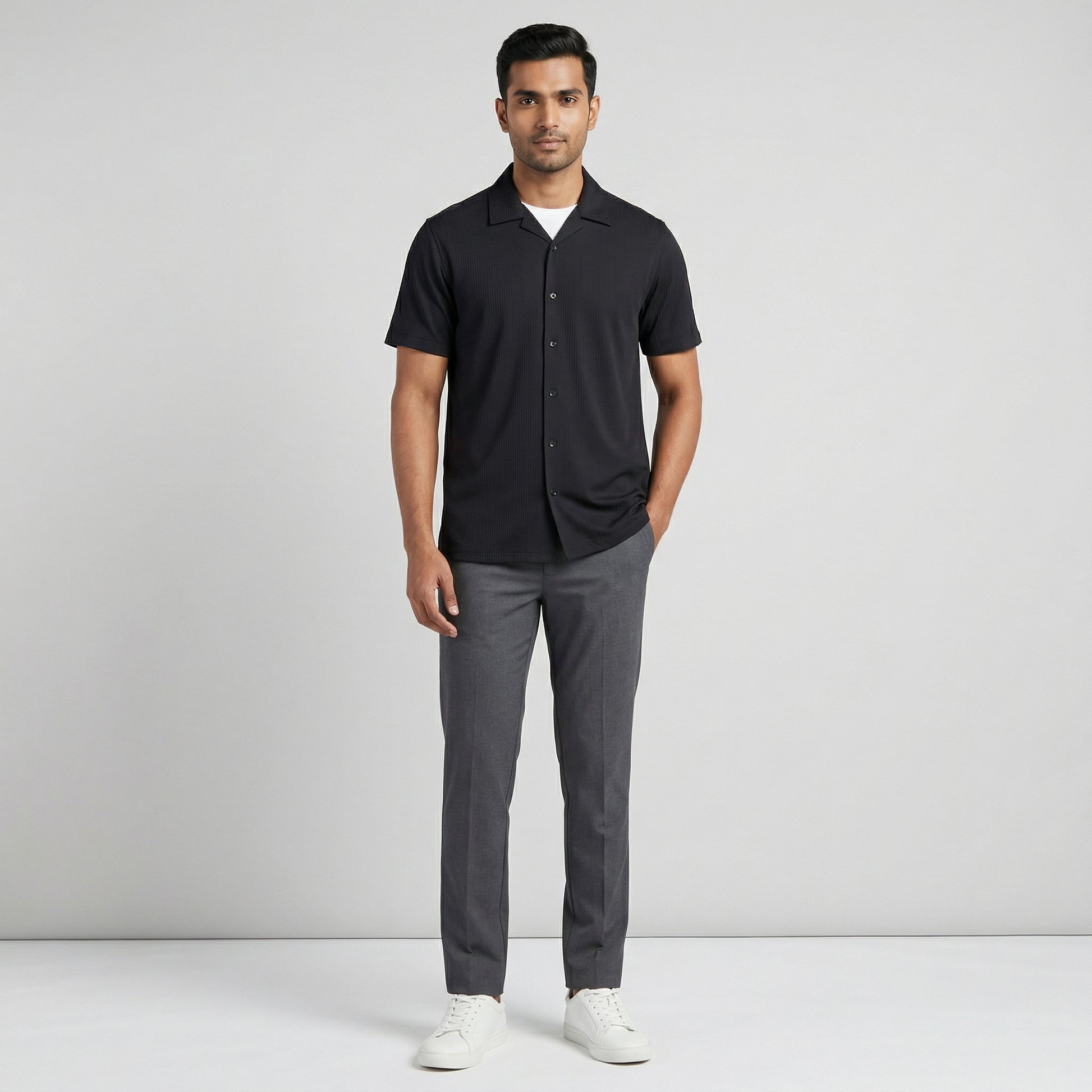 Half Sleeve Solid Cuban Shirt