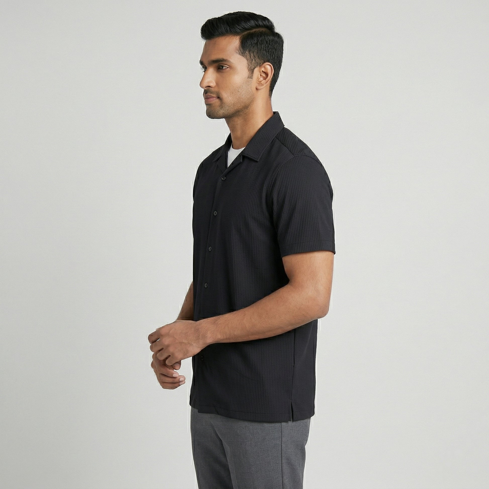 Half Sleeve Solid Cuban Shirt