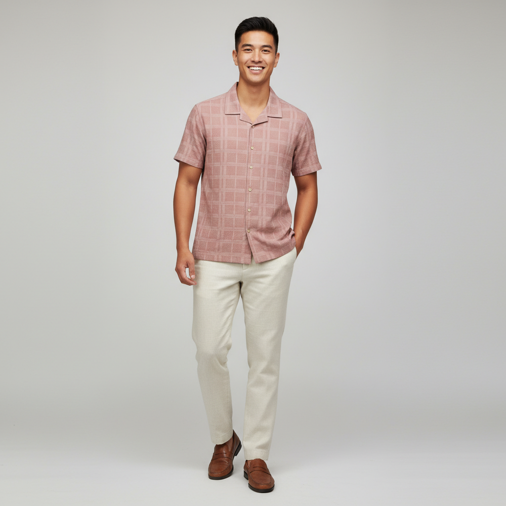 Cotton Checkered Cuban Shirt