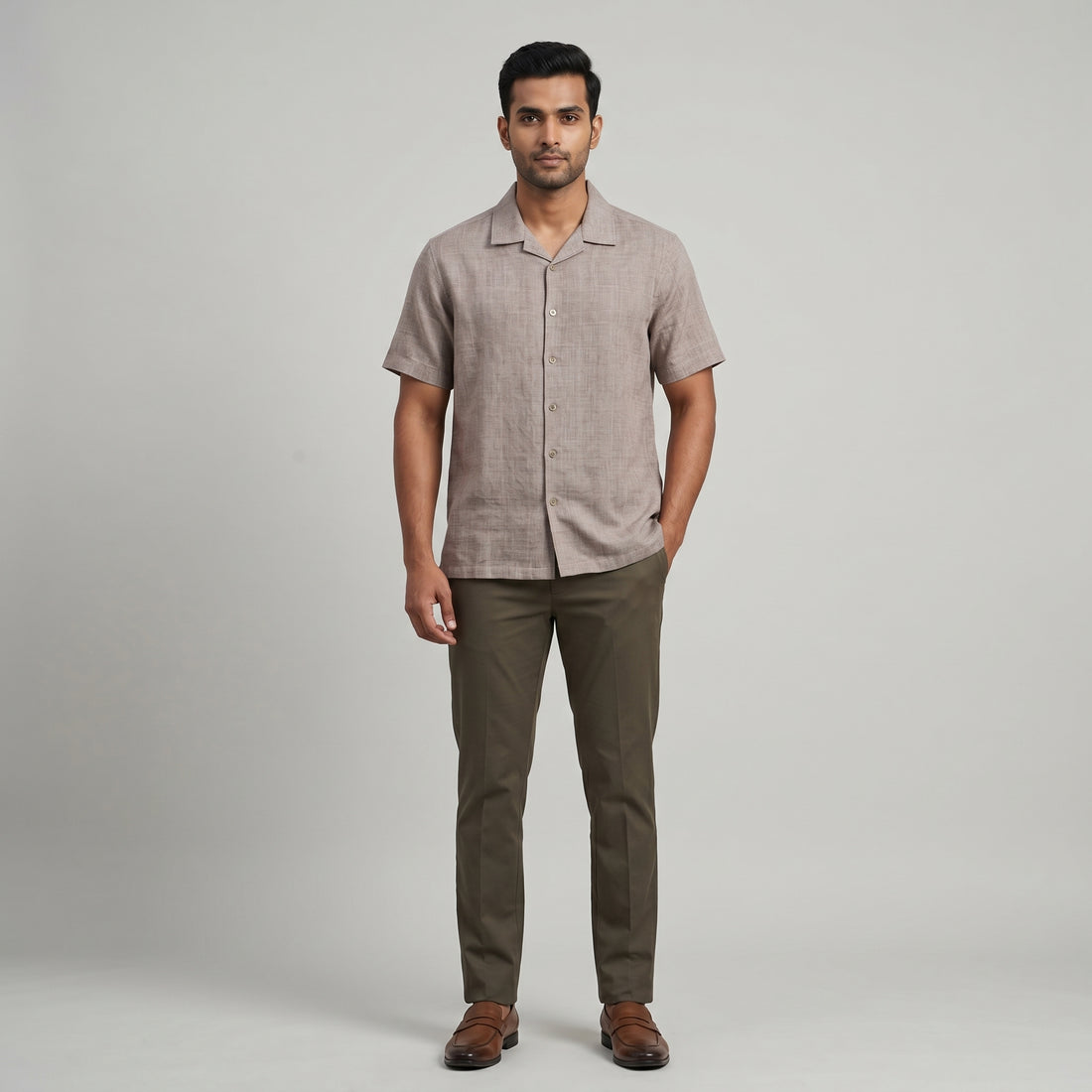 Mens Solid Cuban Shirt