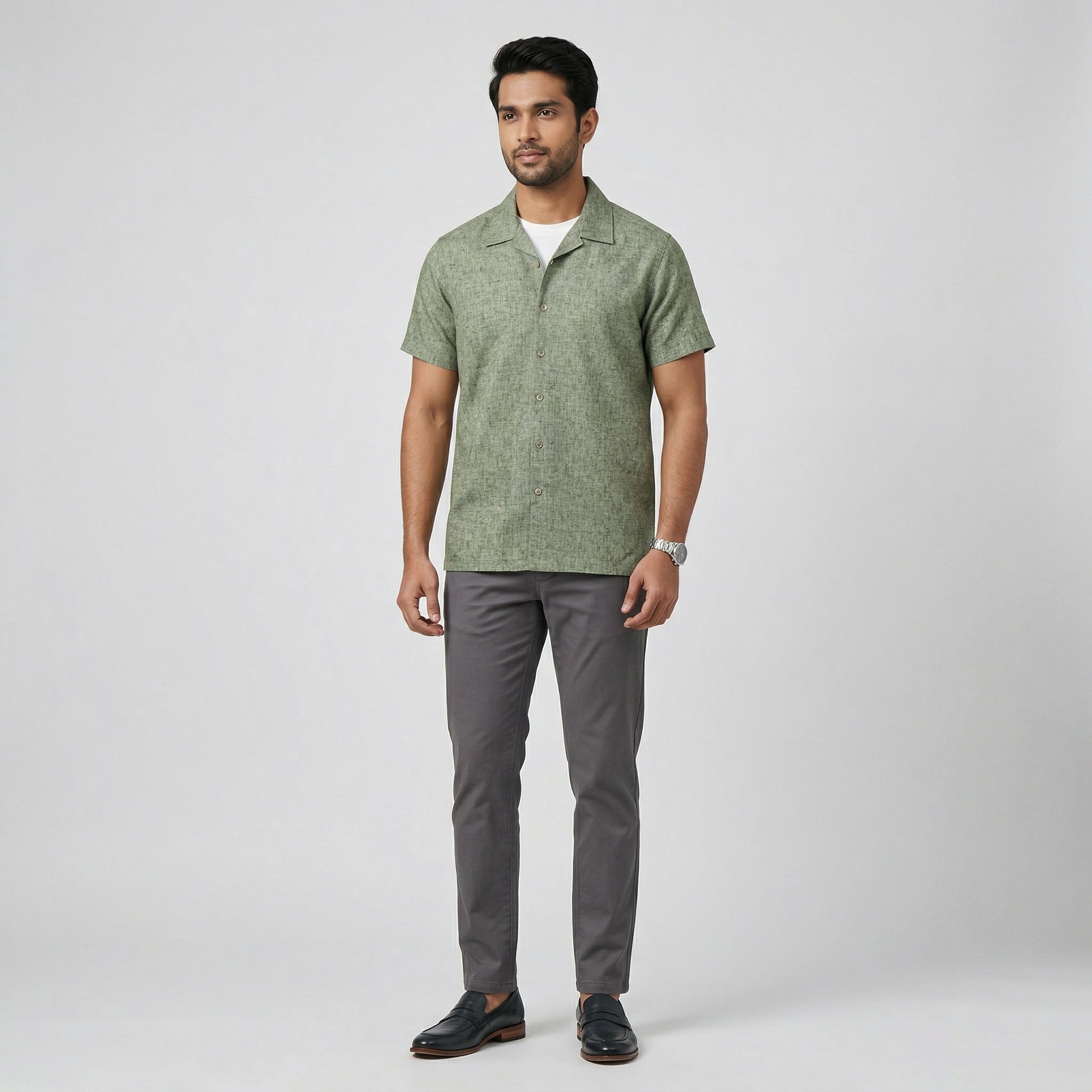 Cotton Solid Cuban Shirt