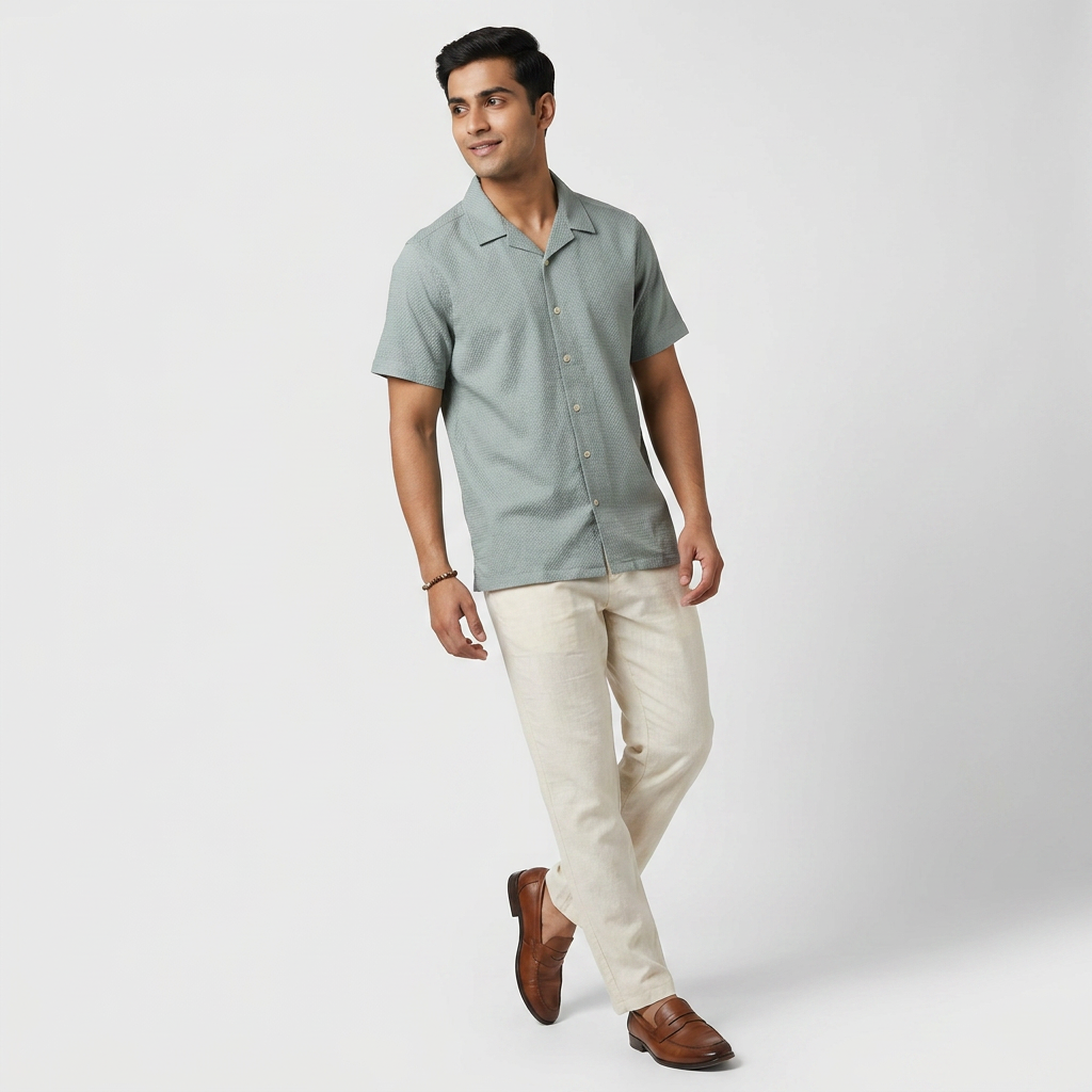 Cotton Solid Cuban Shirt
