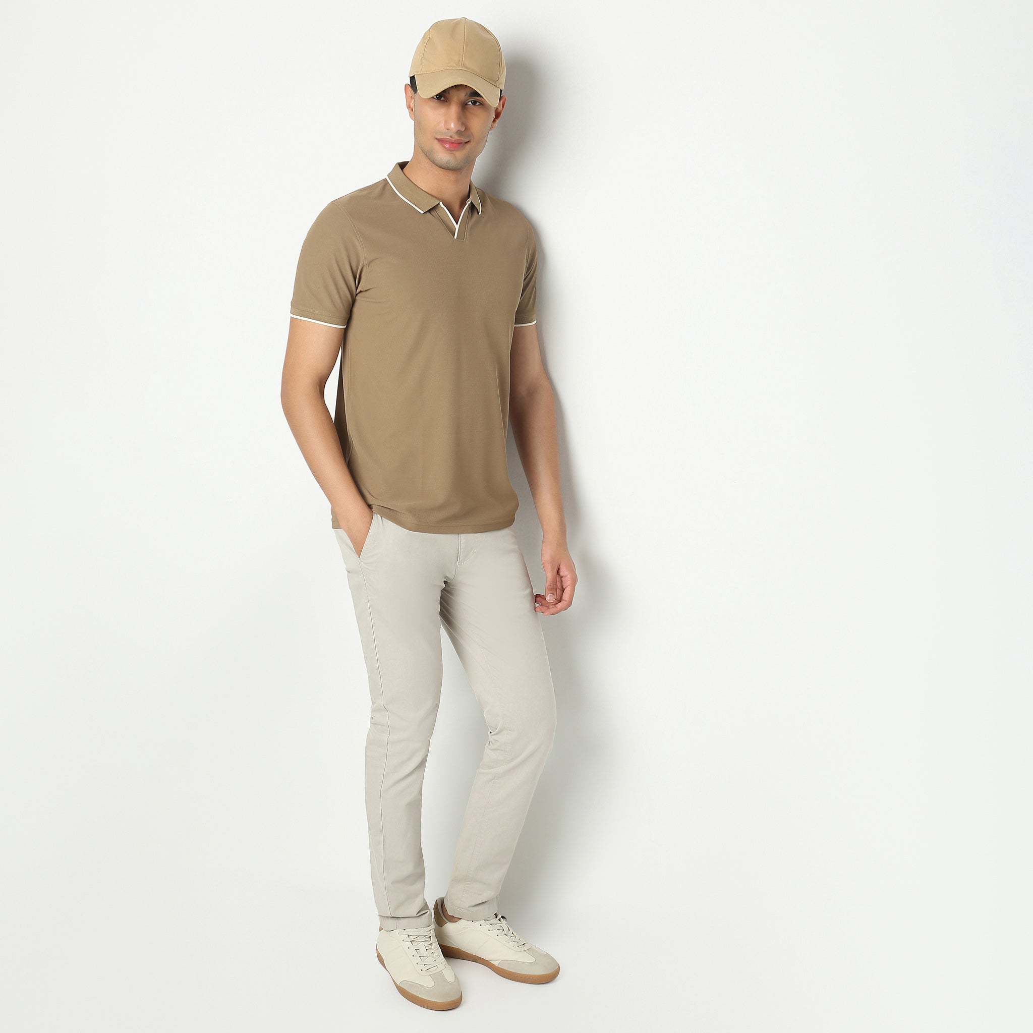Regular Fit Structured Polo Neck T-Shirt