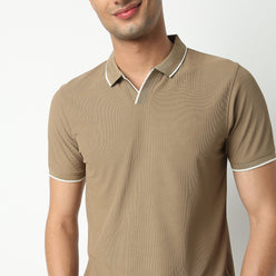 Regular Fit Structured Polo Neck T-Shirt