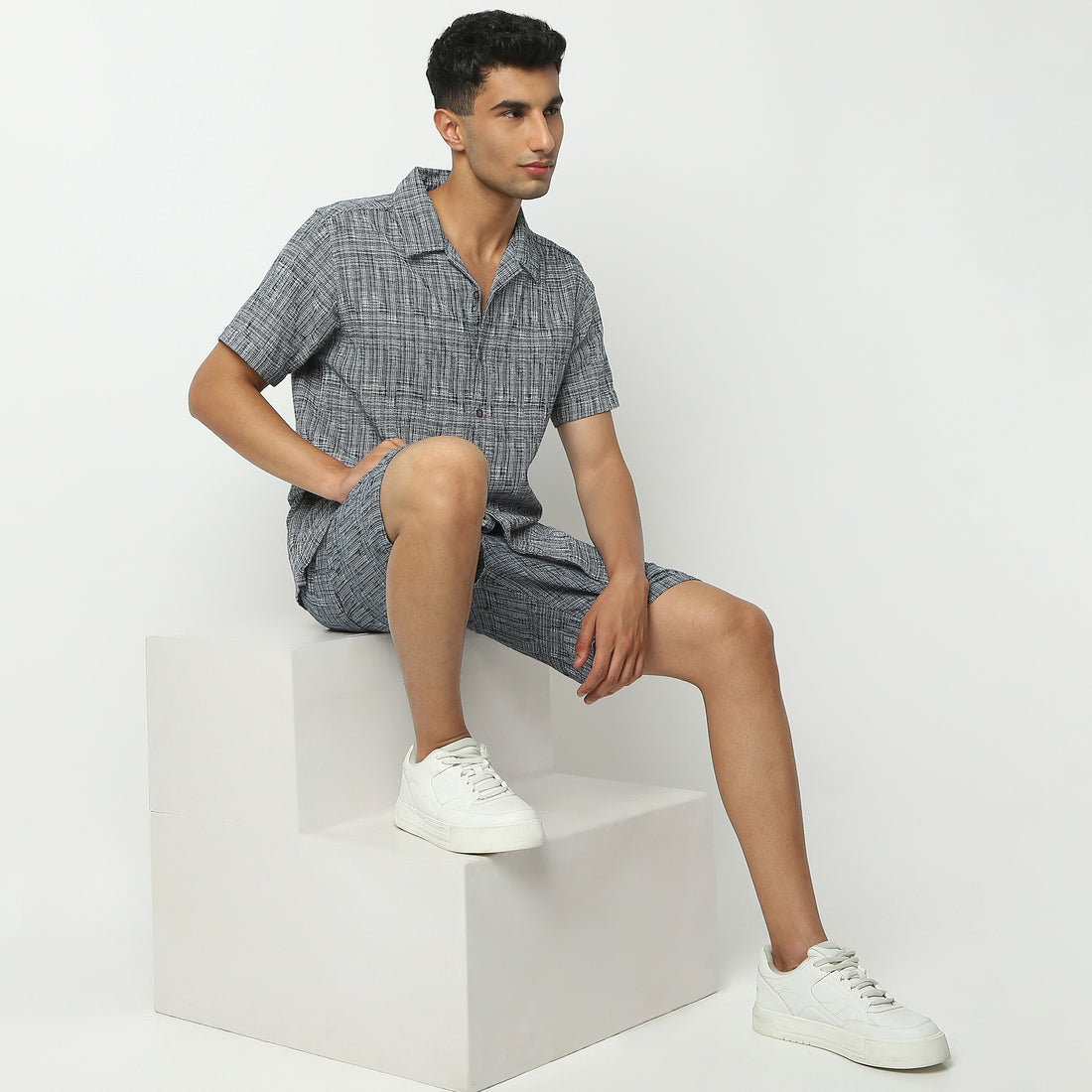 Regular Fit Textured Camp Collar Shirt