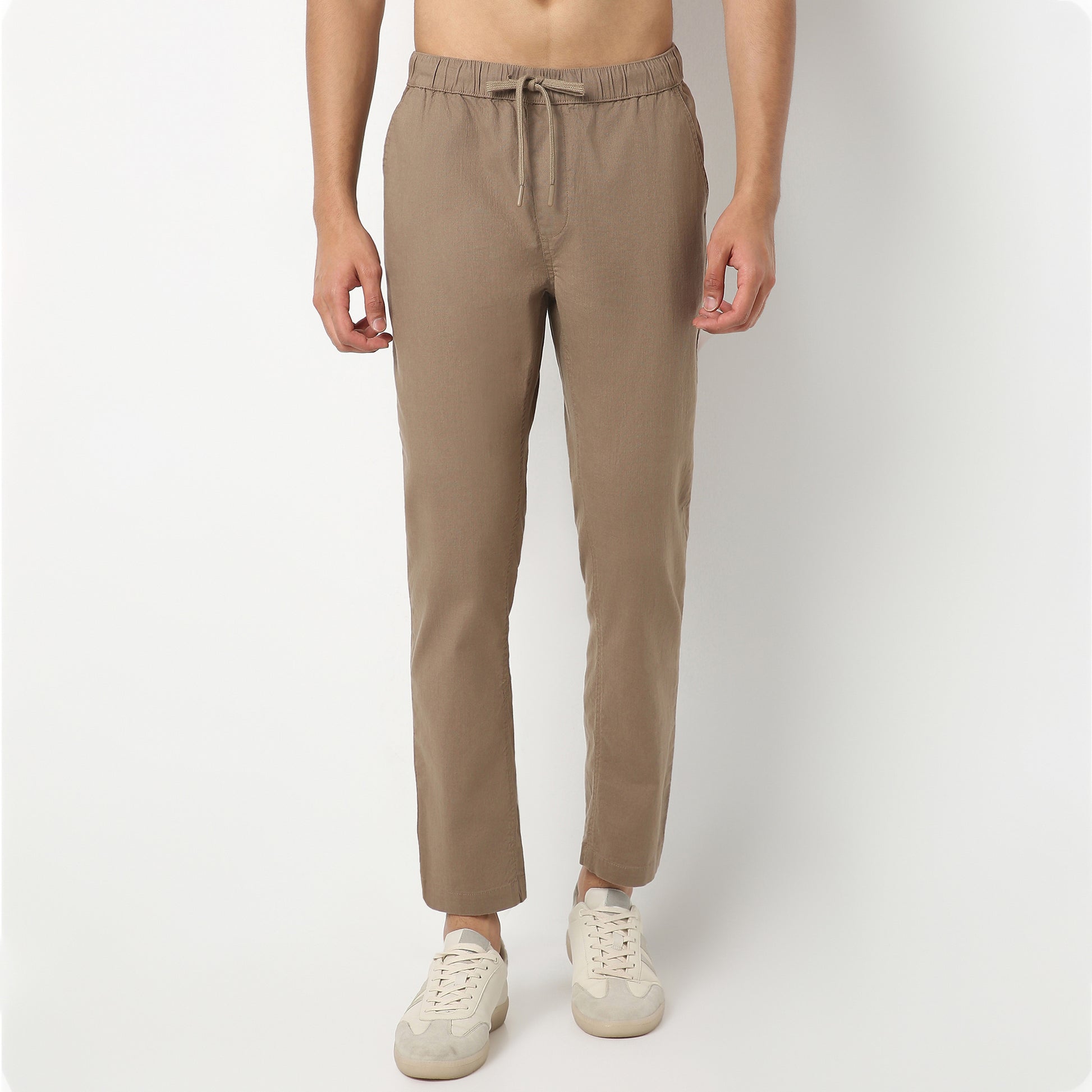 Regular Fit Solid Ankle Length Mid Rise Pants