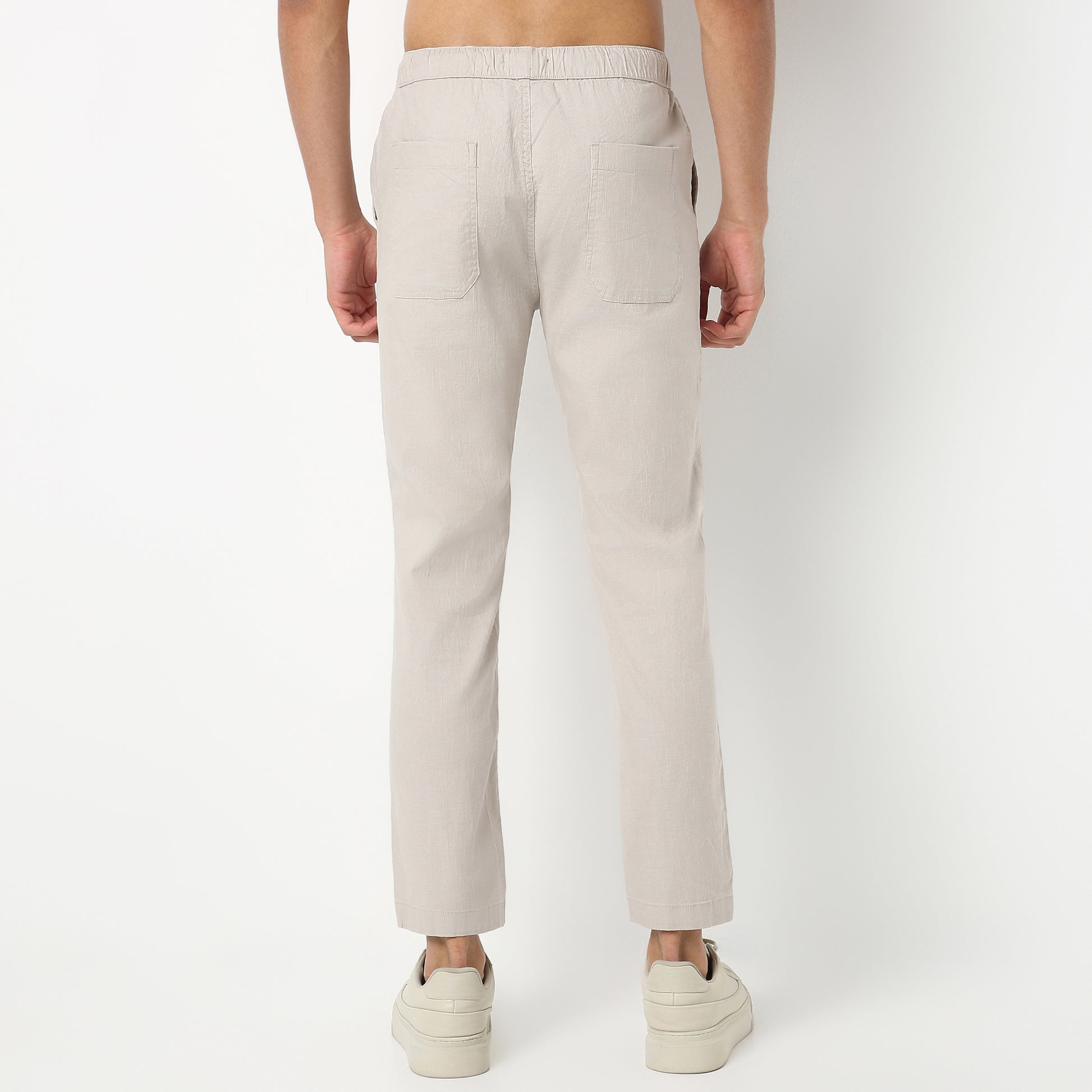 Regular Fit Solid Ankle Length Mid Rise Pants