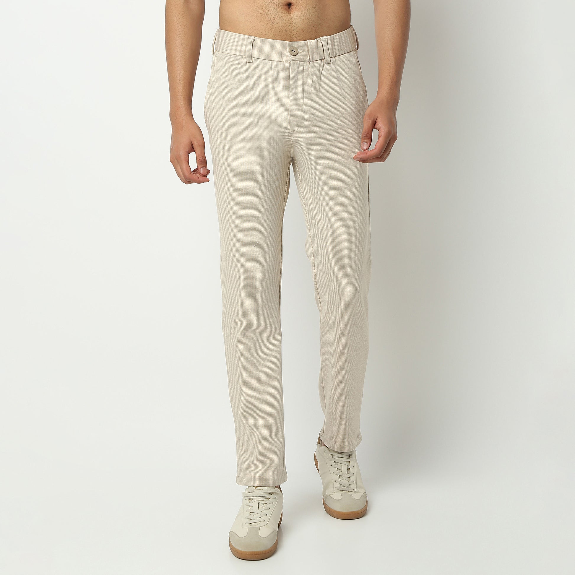 Regular Fit Solid Ankle Length Mid Rise Pants